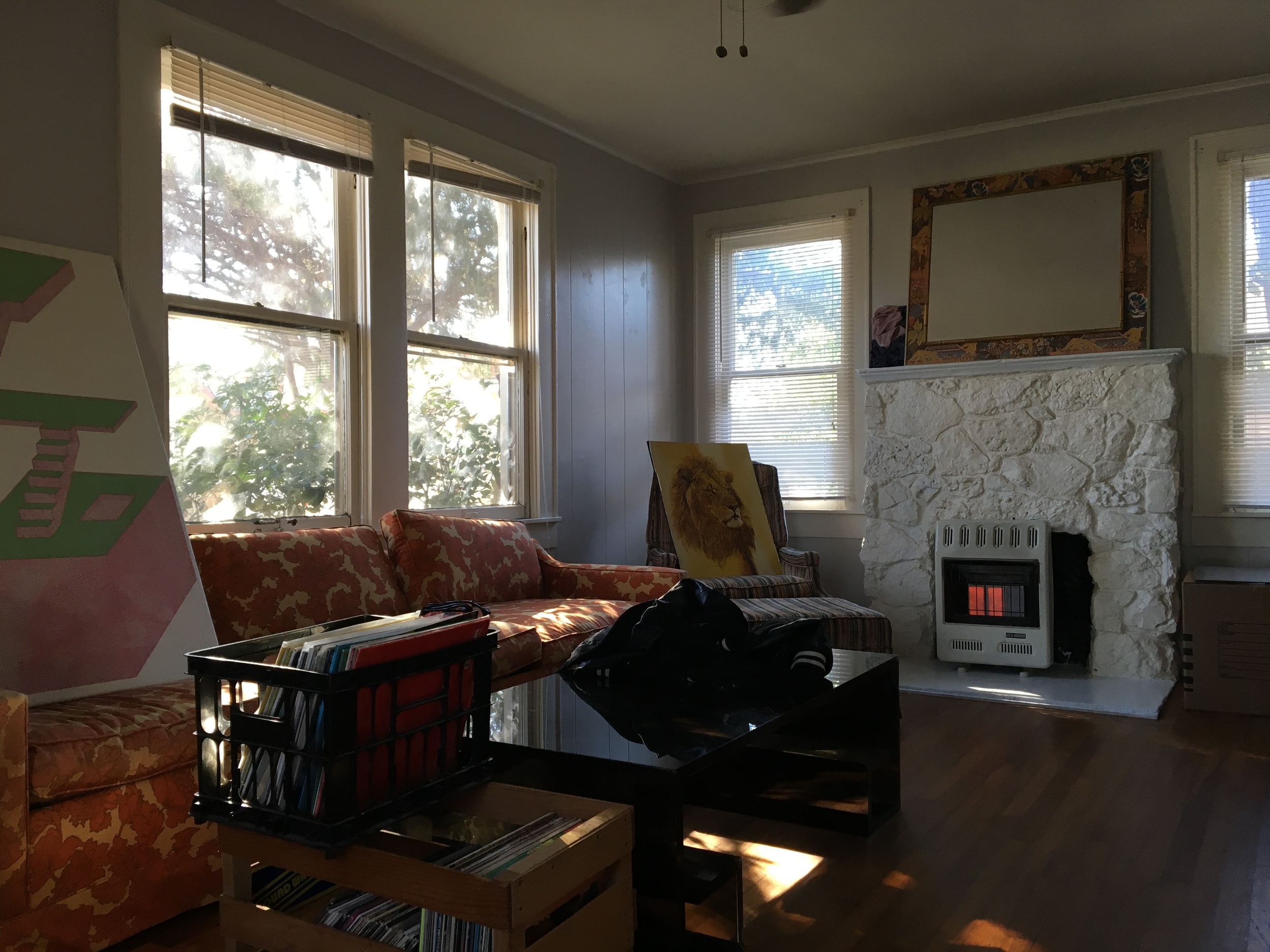 My new spot on moving-back day, a 1930s one-bedroom cottage built as housing quarters for TWU professors.