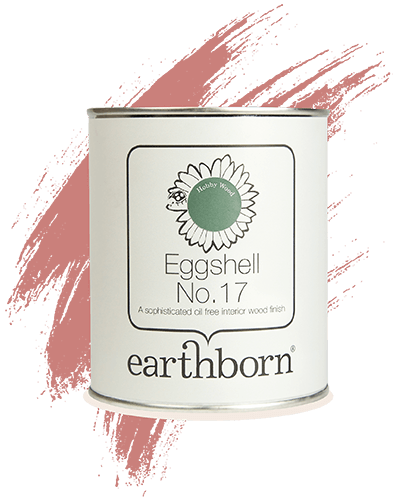 Earthborn Eggshell No.17 tin with a brushstroke of eggshell paint