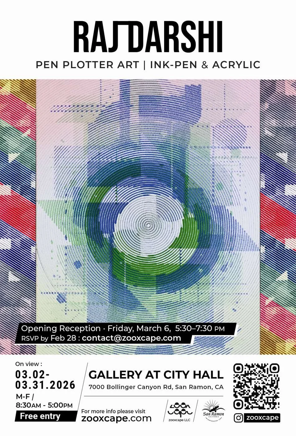 Raj Darshi Exhibit featuring Pen Plotter Art with Ink-Pen &amp; Acrylic