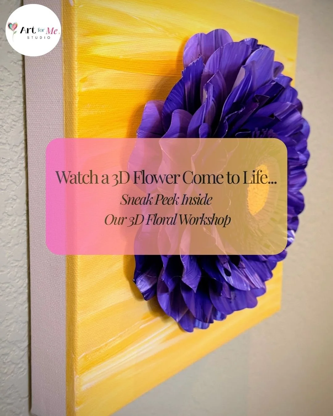 3D Paper Flower Art on Canvas
