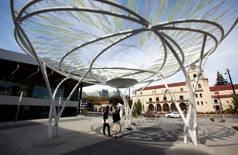  The Idea Tree sculpture by South Korean artist Soo-in Yang stands ready to greet visitors to the remodeled McEnery San Jose Convention Center on Tuesday, Oct. 8, 2013, two days before its grand re-opening in San Jose, Calif. (Karl Mondon/Bay Area Ne