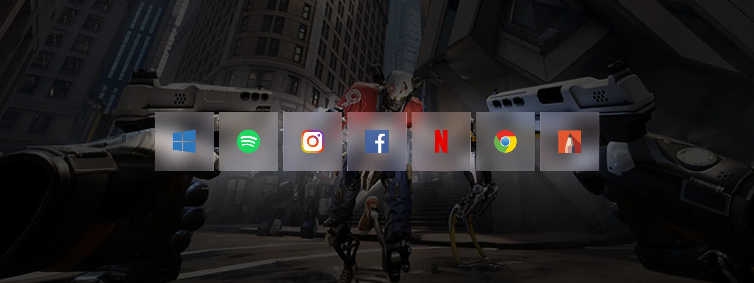 Initial exploration for app switching which proved visually appealing in its 2D form while not so successful in VR.