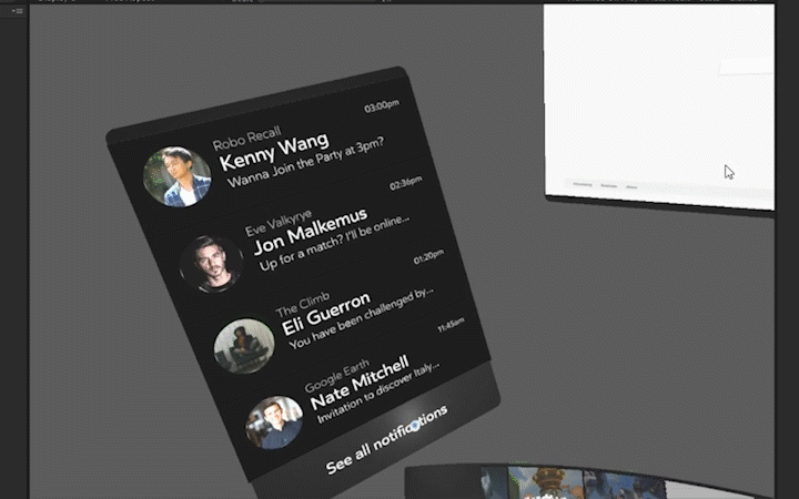 Notifications interactions. (Reply and dismiss indicators on right and leftt sides of the notification.)