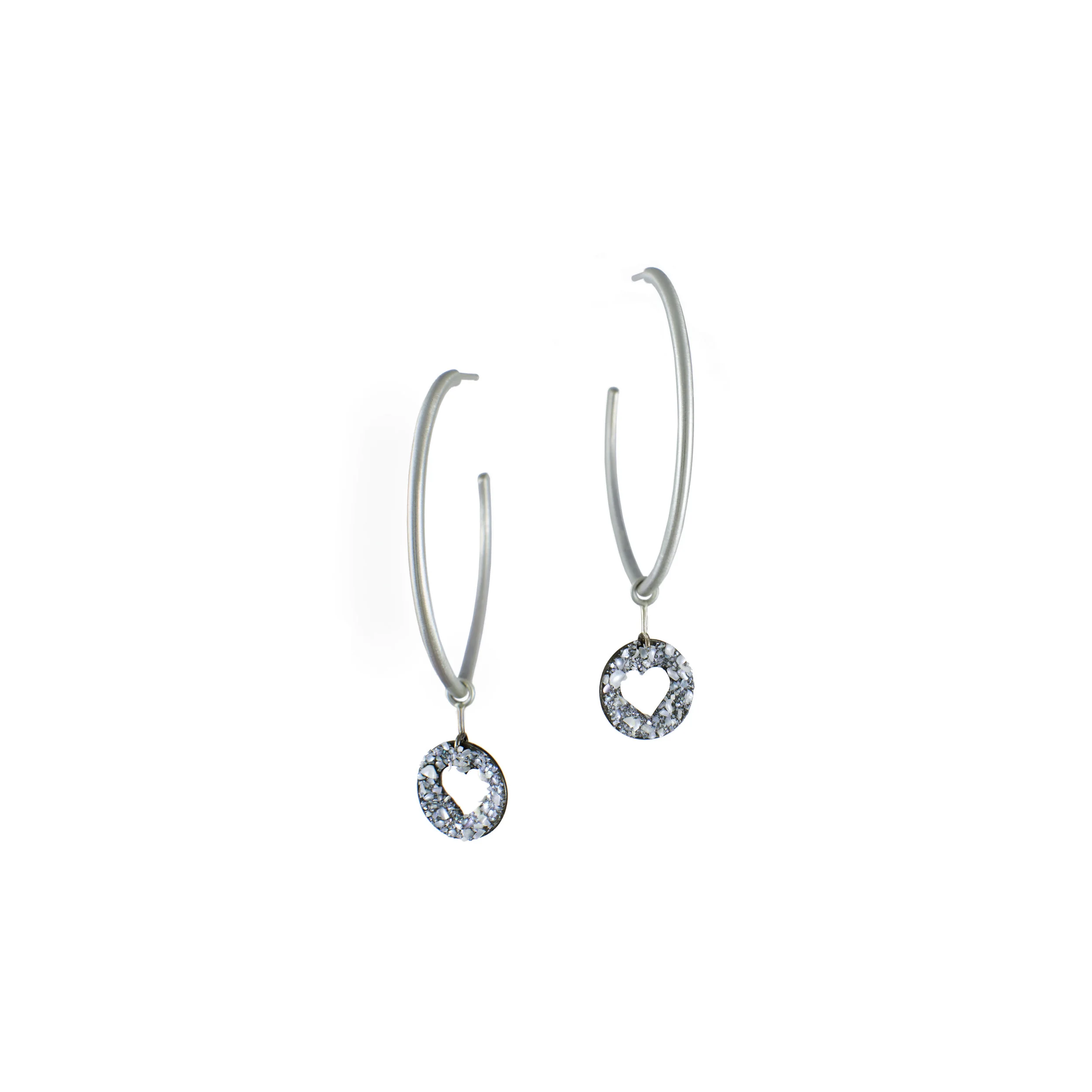 Large Silver Hoops with various Charms