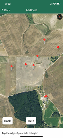 Figure 7. Map view with sensor locations.