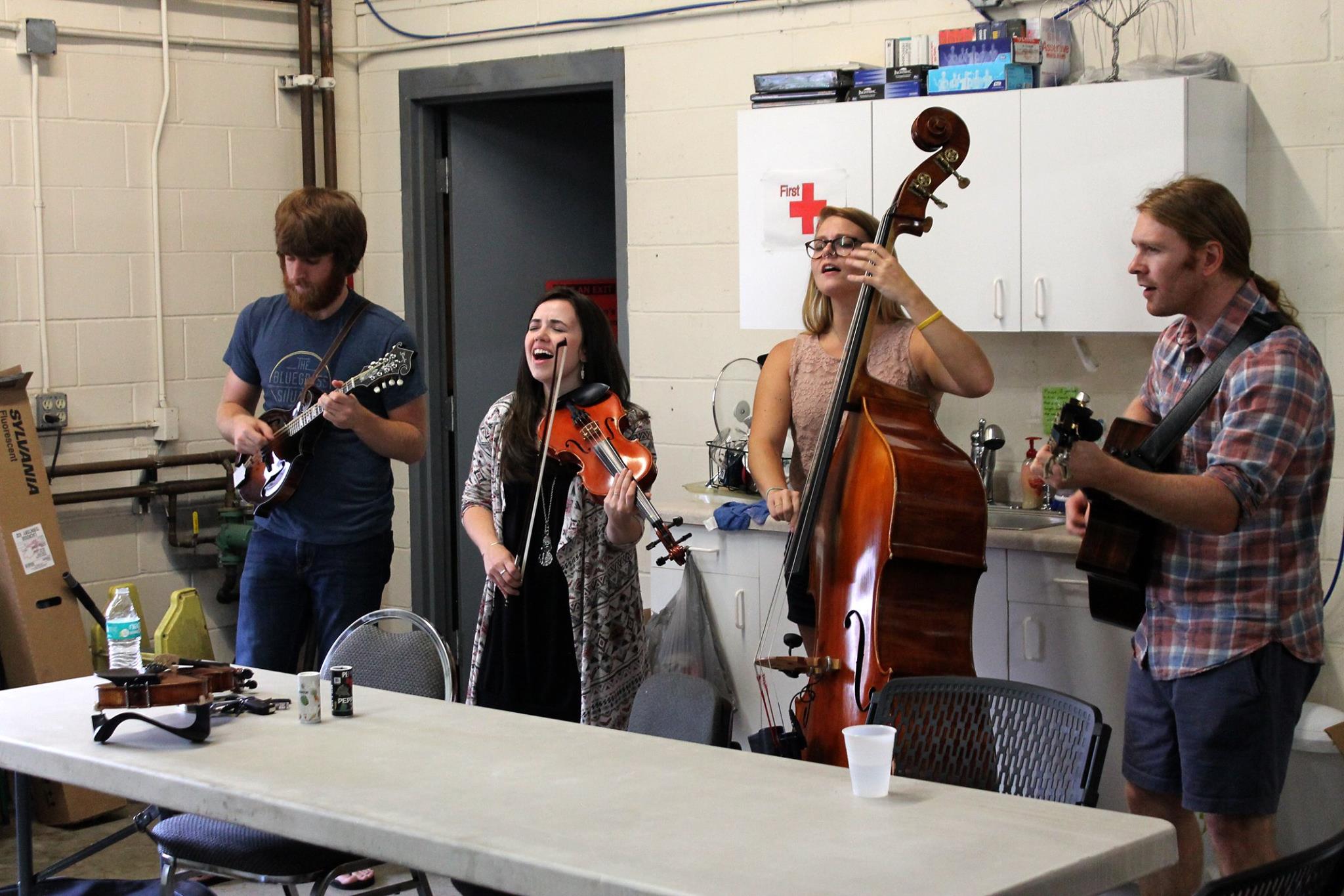 Impromptu concert for the folks at String Swing in rural Wisconsin, following an awesome factory tour!
