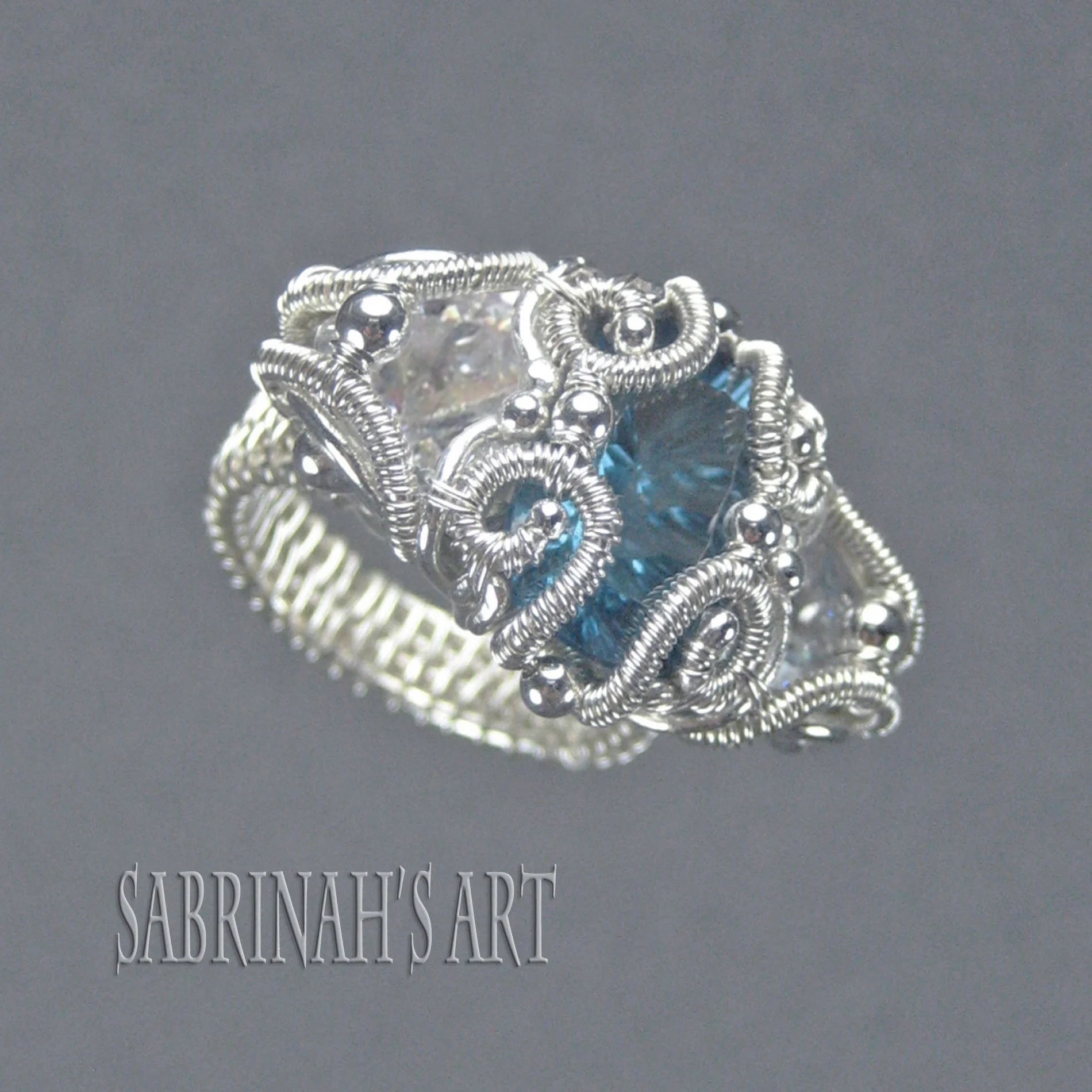 Blue Topaz Wedding Ring