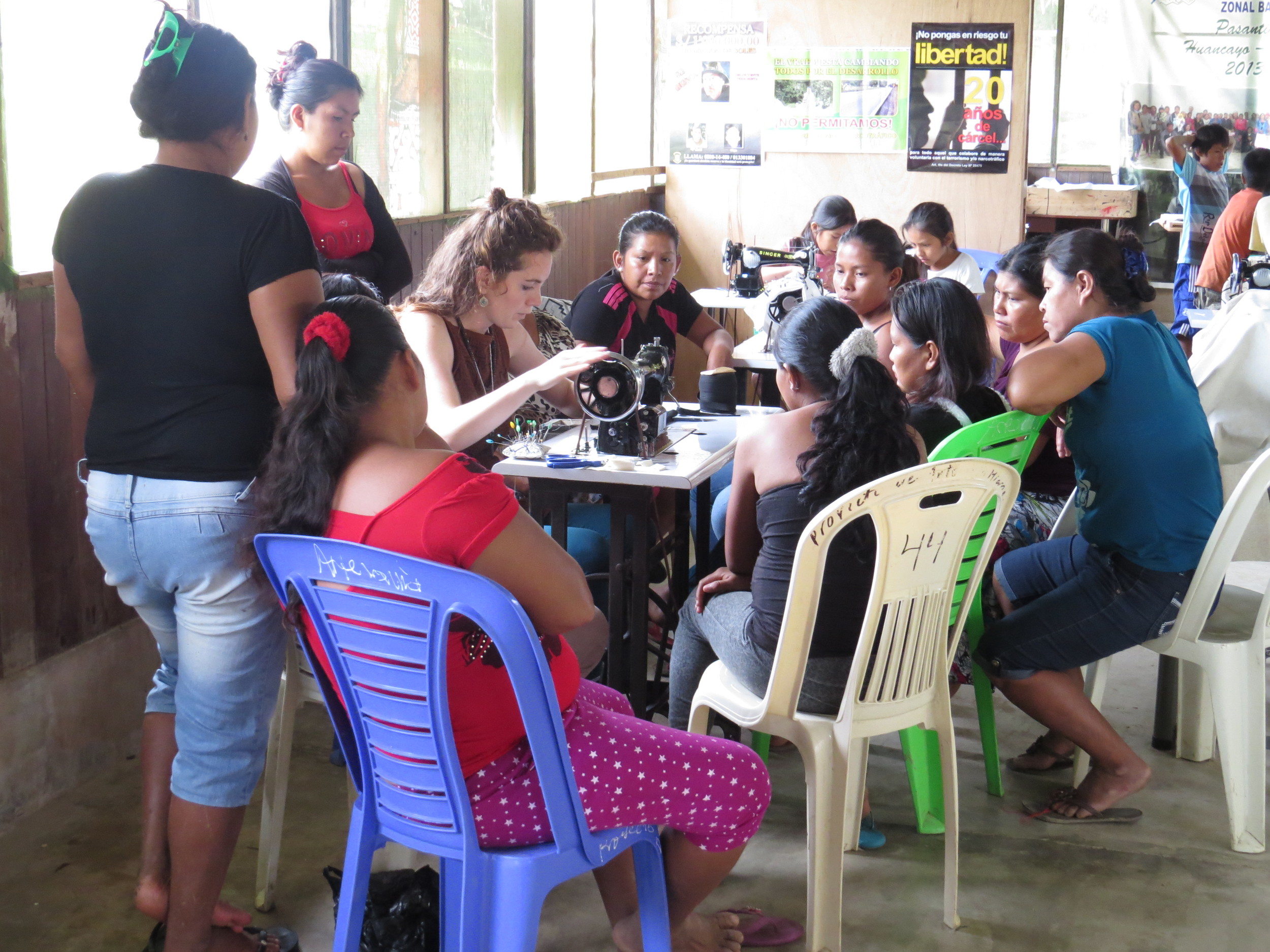 Sewing workshop in the Yine Yami community of Miaria, Bajo Urubamba, Peru