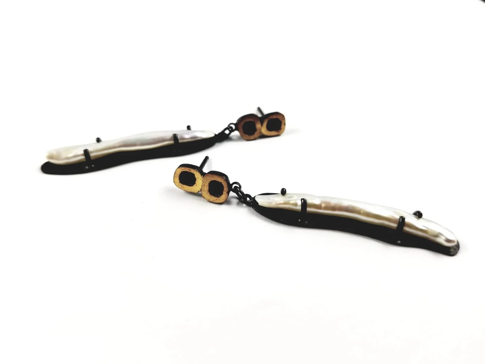 keum boo squares and pearl earrings