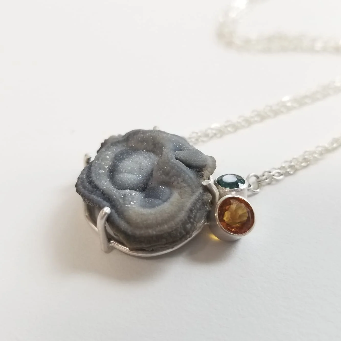 concha druzy citrine and tourmaline necklace