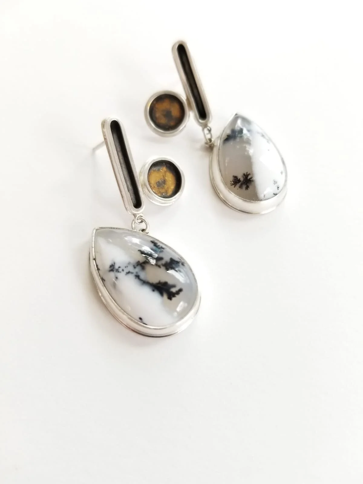 dendritic opal and keum boo earrings