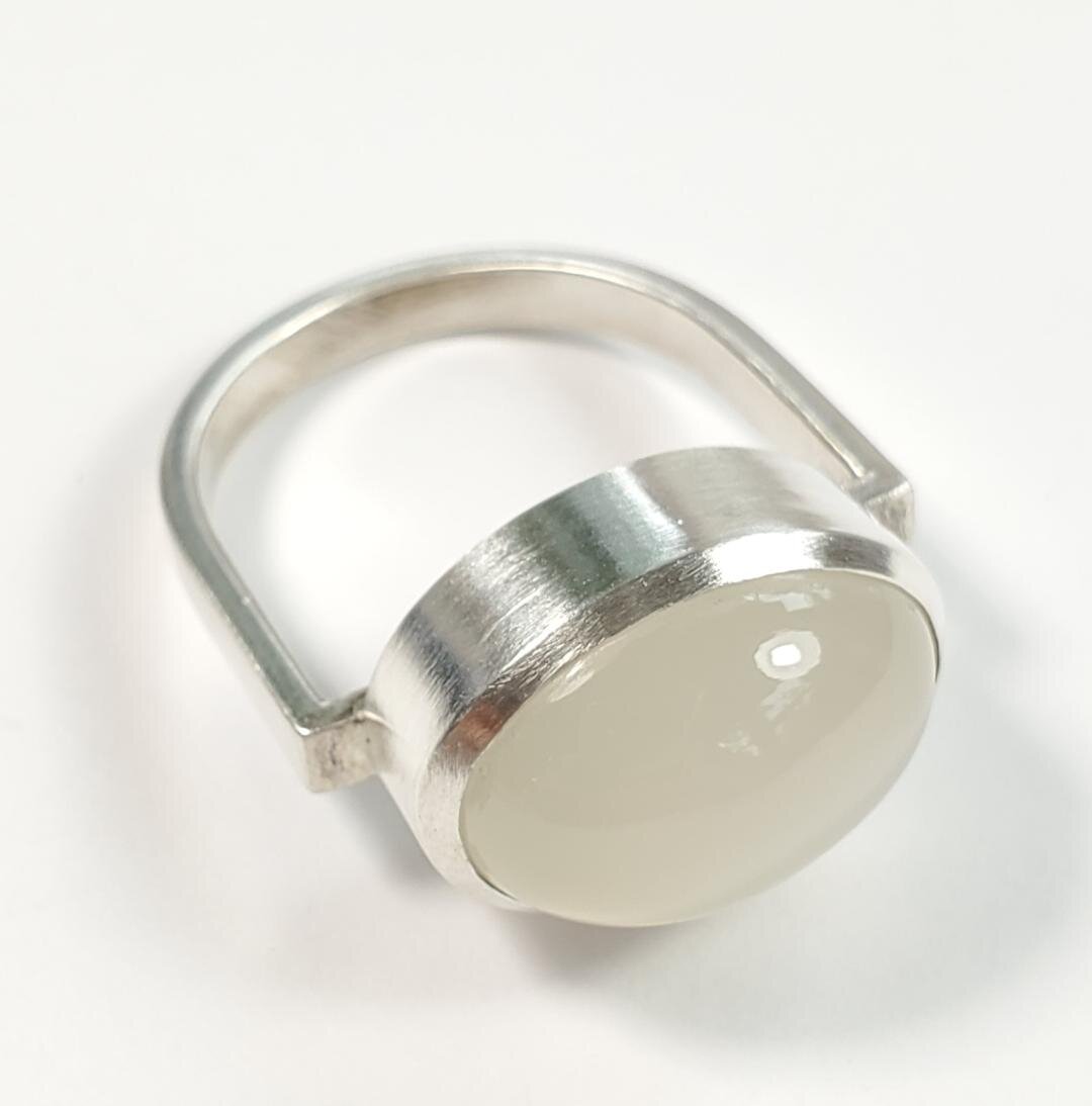Moonstone and sterling silver ring.