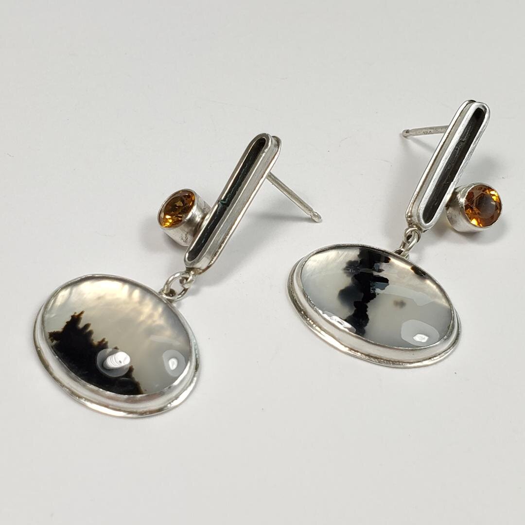 Citrine and Montana agate earrings.