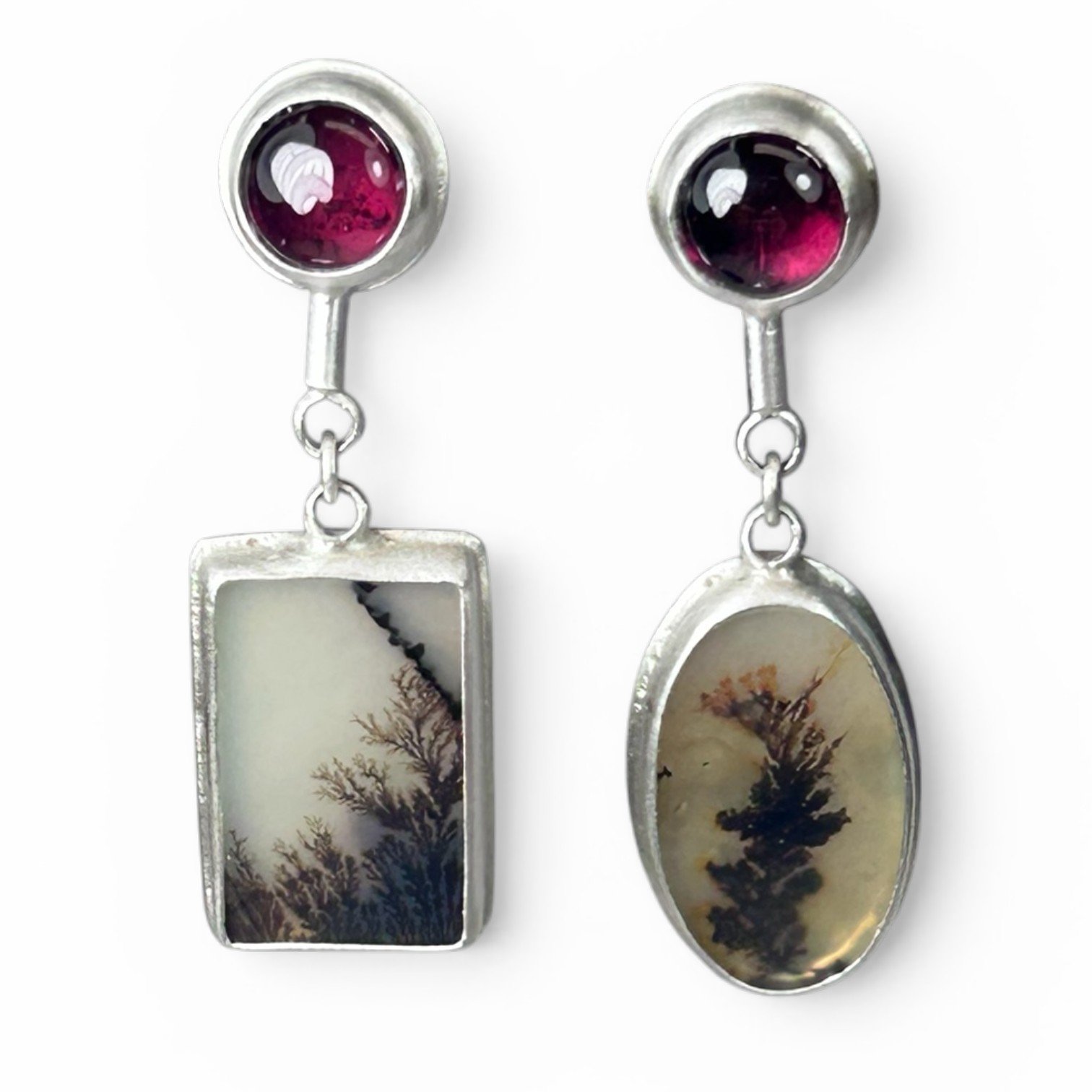 Garnets and  Montana agate earrings.