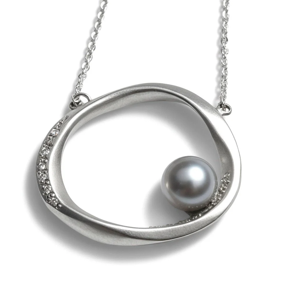 Gray pearl necklace.