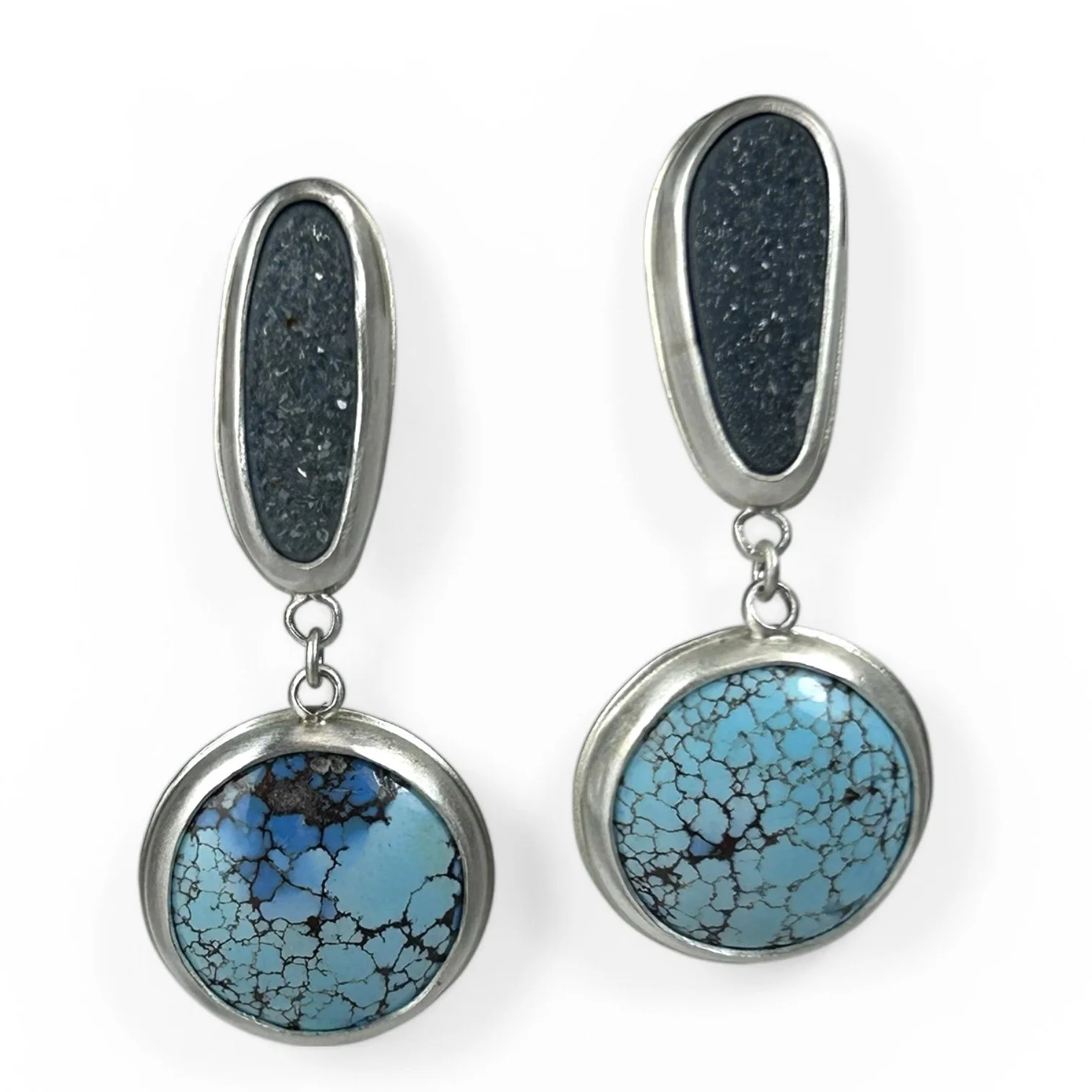 Druzy and golden hills turquoise earrings.
