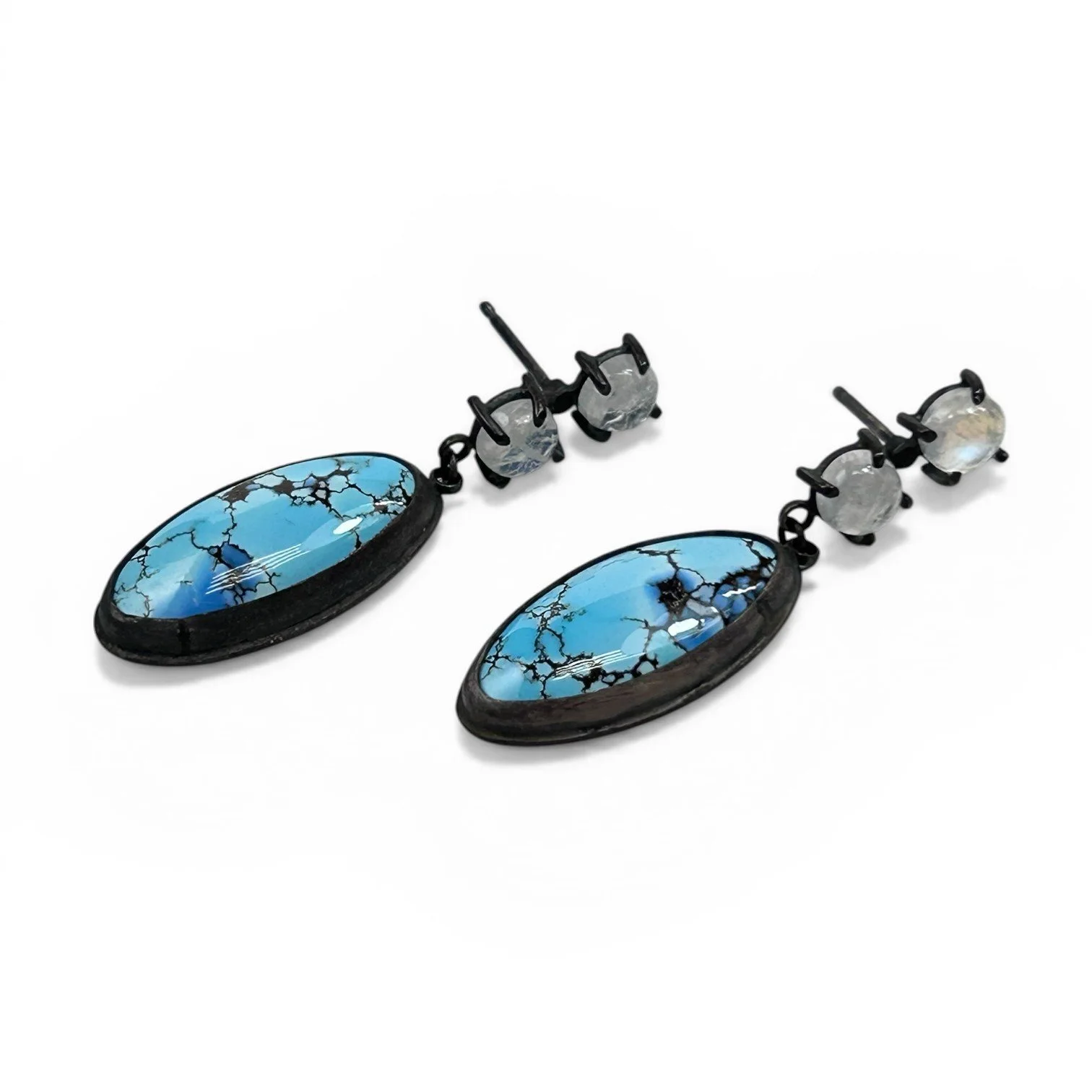 Golden hills turquoise and moon stones earrings