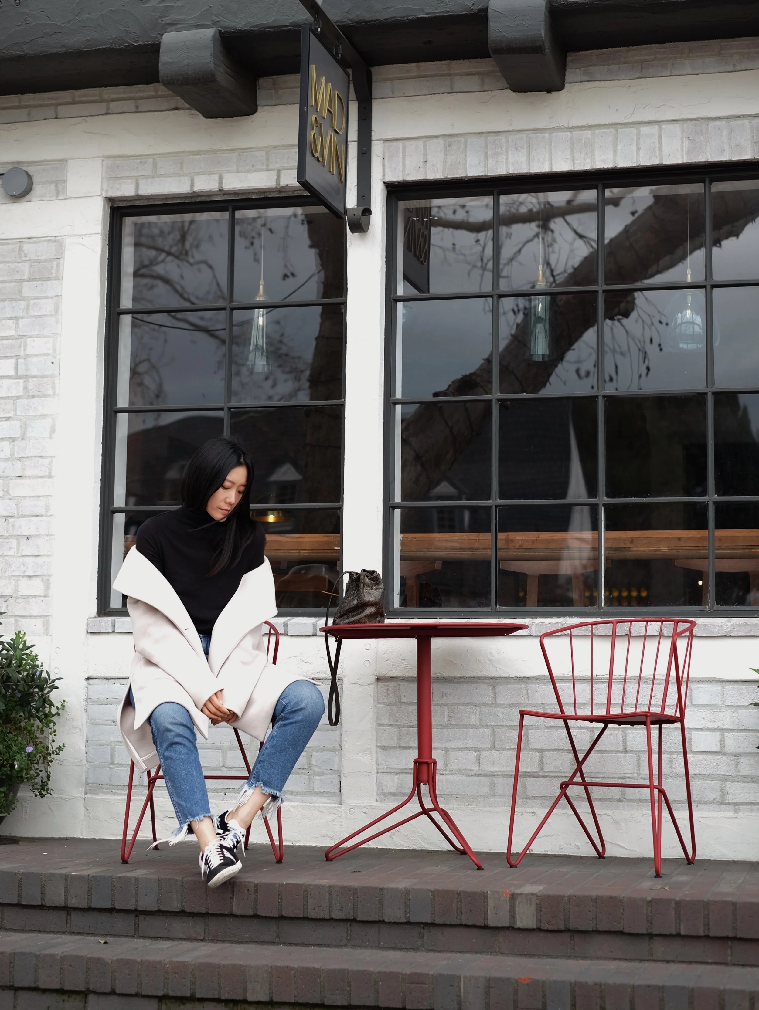 TOTÊME Noa Coat (More Totême ) / JOSEPH Turtleneck / 3X1 Jeans / ADIDAS Sneakers 