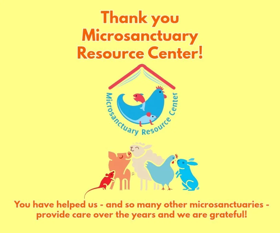 We want to thank @microsanctuaryresourcecenter for the grant they just recently gave us, which will greatly help us provide care and also help us cover the costs of supplies needed for our newest resident - Sea Smoke the turkey! - as we continue to e