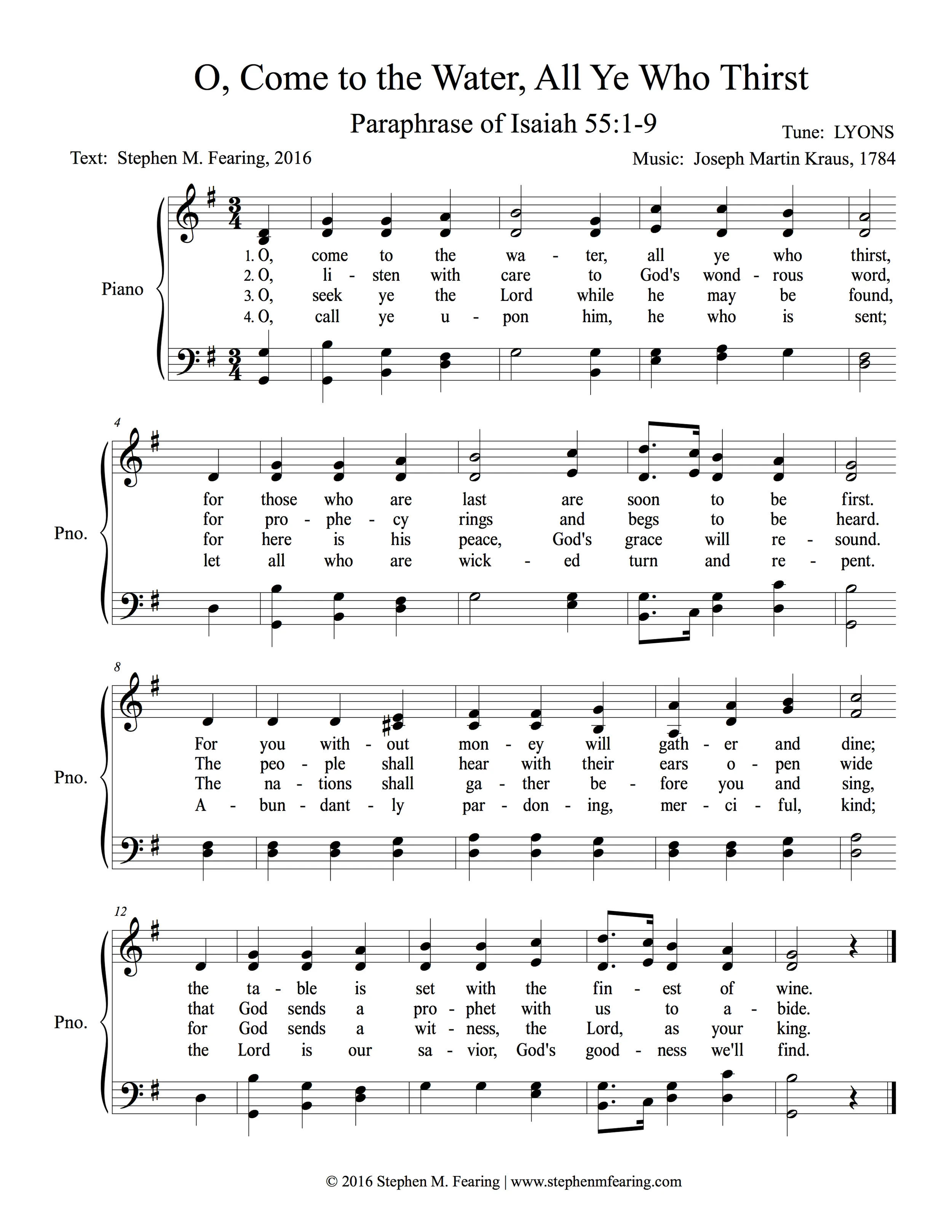 "O, Come to the Water, All Ye Who Thirst"