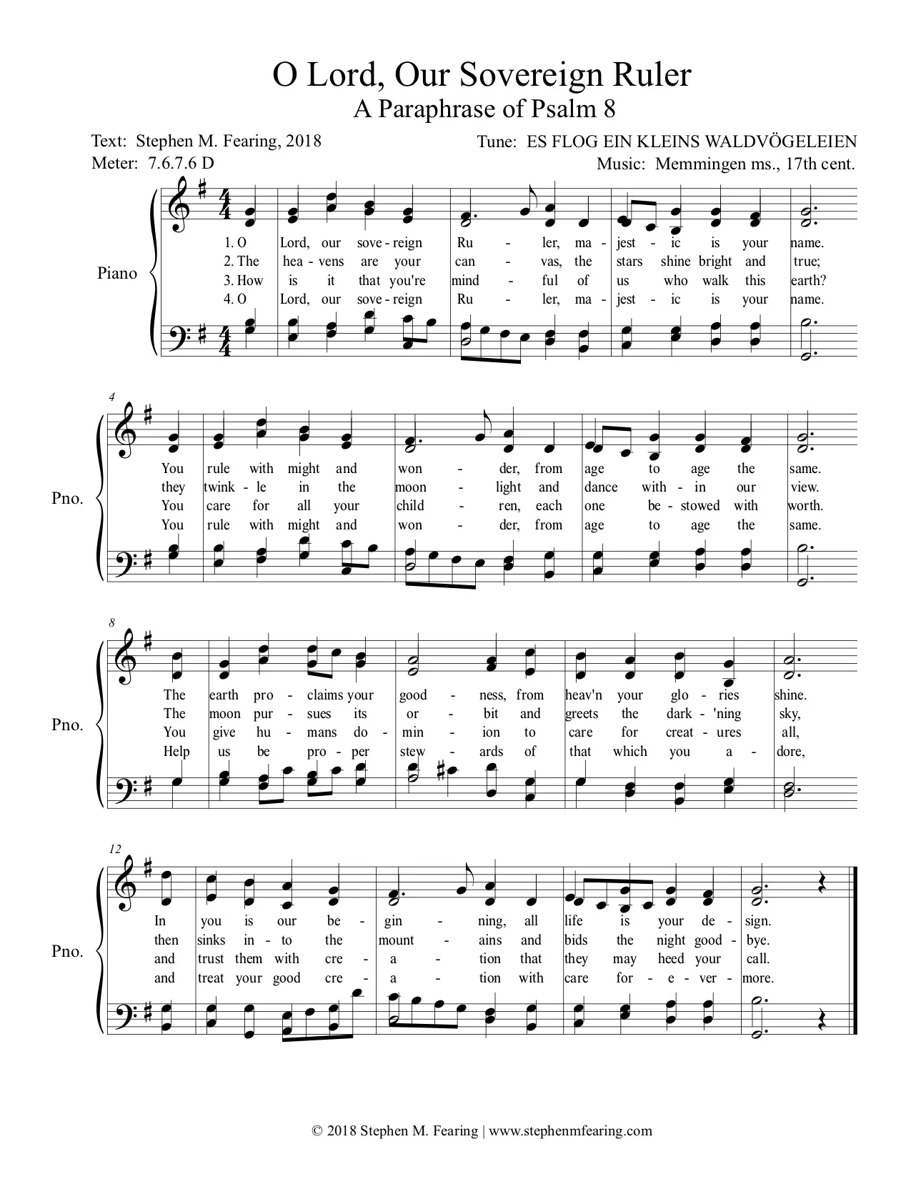 "O Lord, Our Sovereign Ruler"