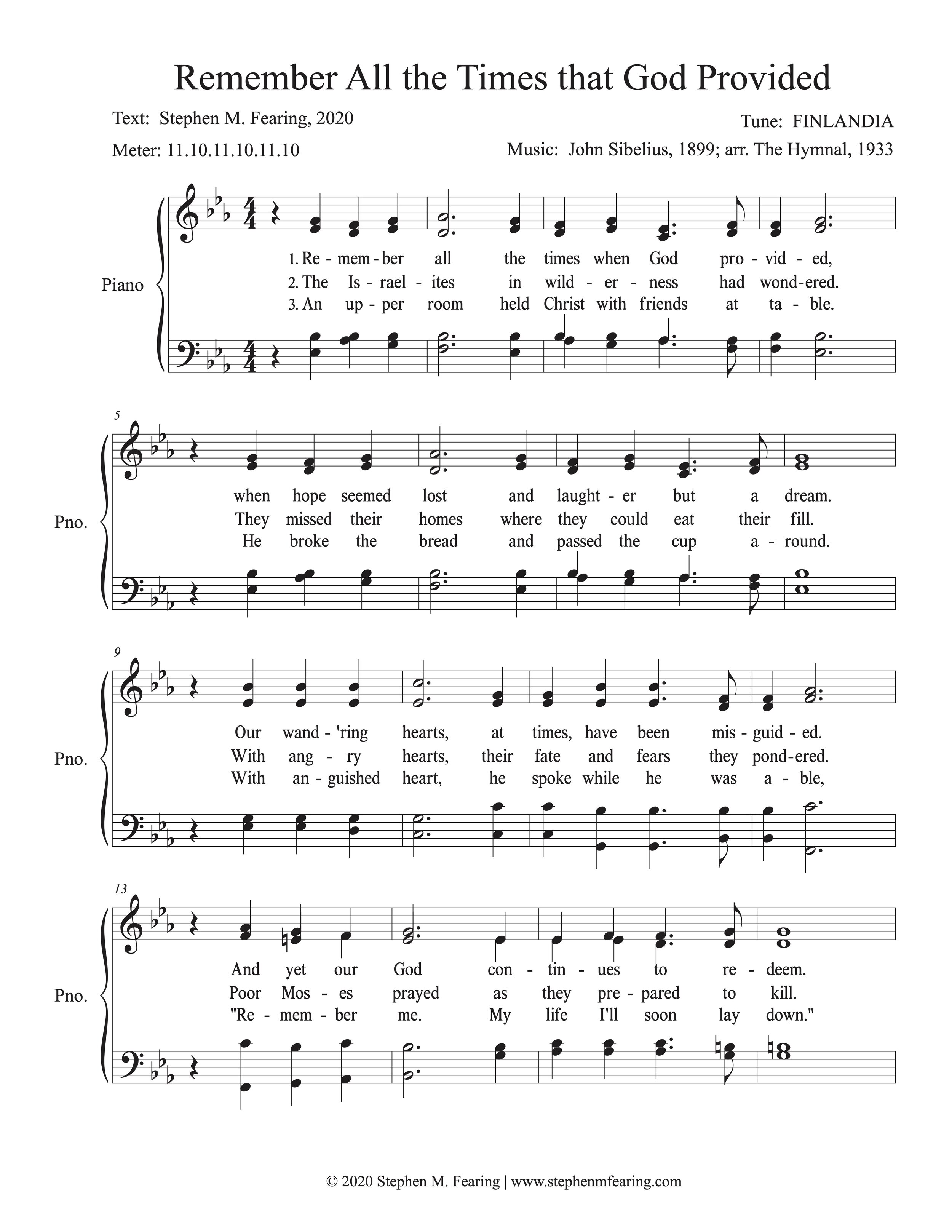 "Remember All the Times that God Provided"