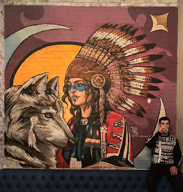 &ldquo;Native&rdquo;
Acrylic on brick
14&rsquo; x 16&rsquo;
@blacksmithsdtla 
Excited to add a couple pieces to the downtown area. The bar resides close to &ldquo;Indian alley&rdquo; a historical landmark here in downtown.

#indianalley #indianalleya