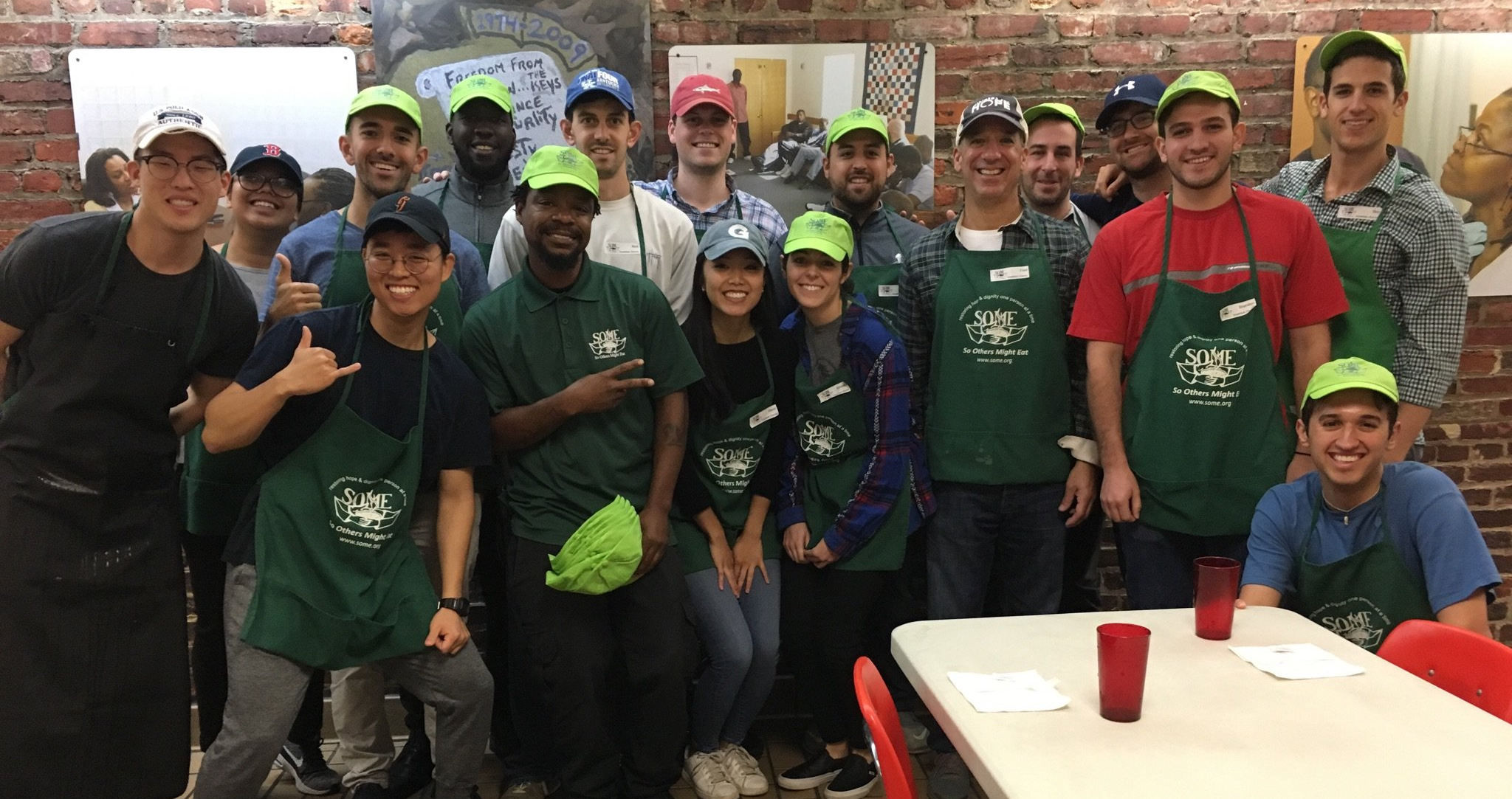 The Team Services crew after the morning rush, joined by SOME staff and a handful of new volunteer friends from Georgetown University.