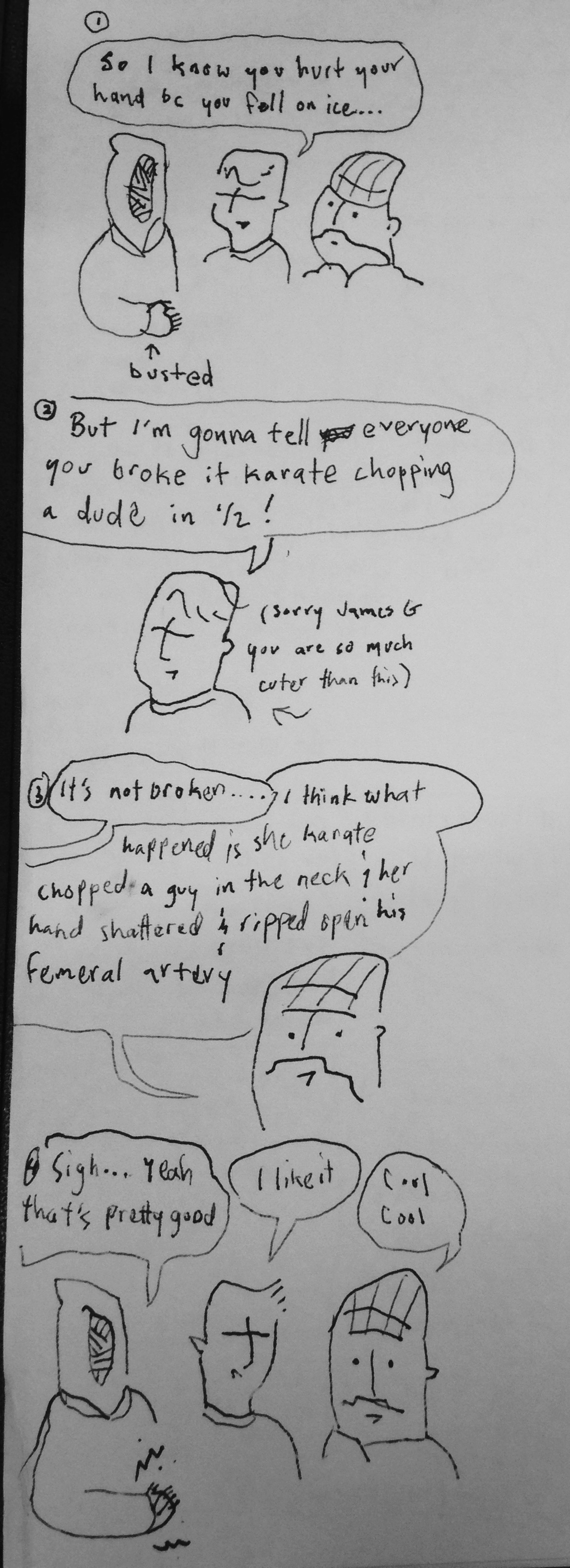 drawn with a broken hand