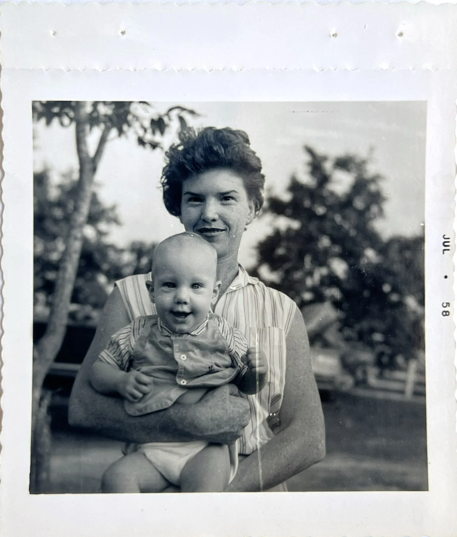My grandmother with my father in the 1950s