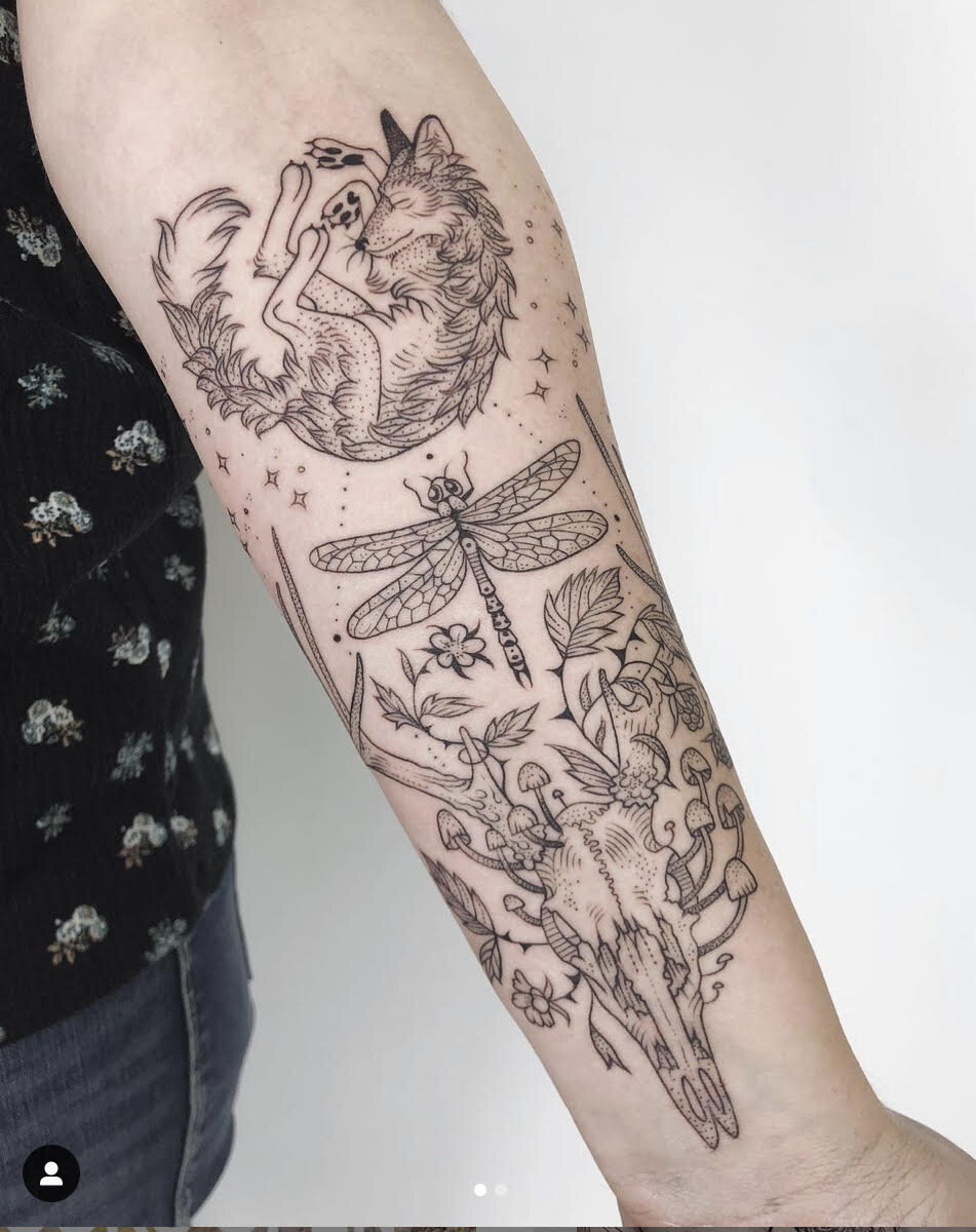 fine line tattoo sleeve on right arm  ImagesAI Diffusion