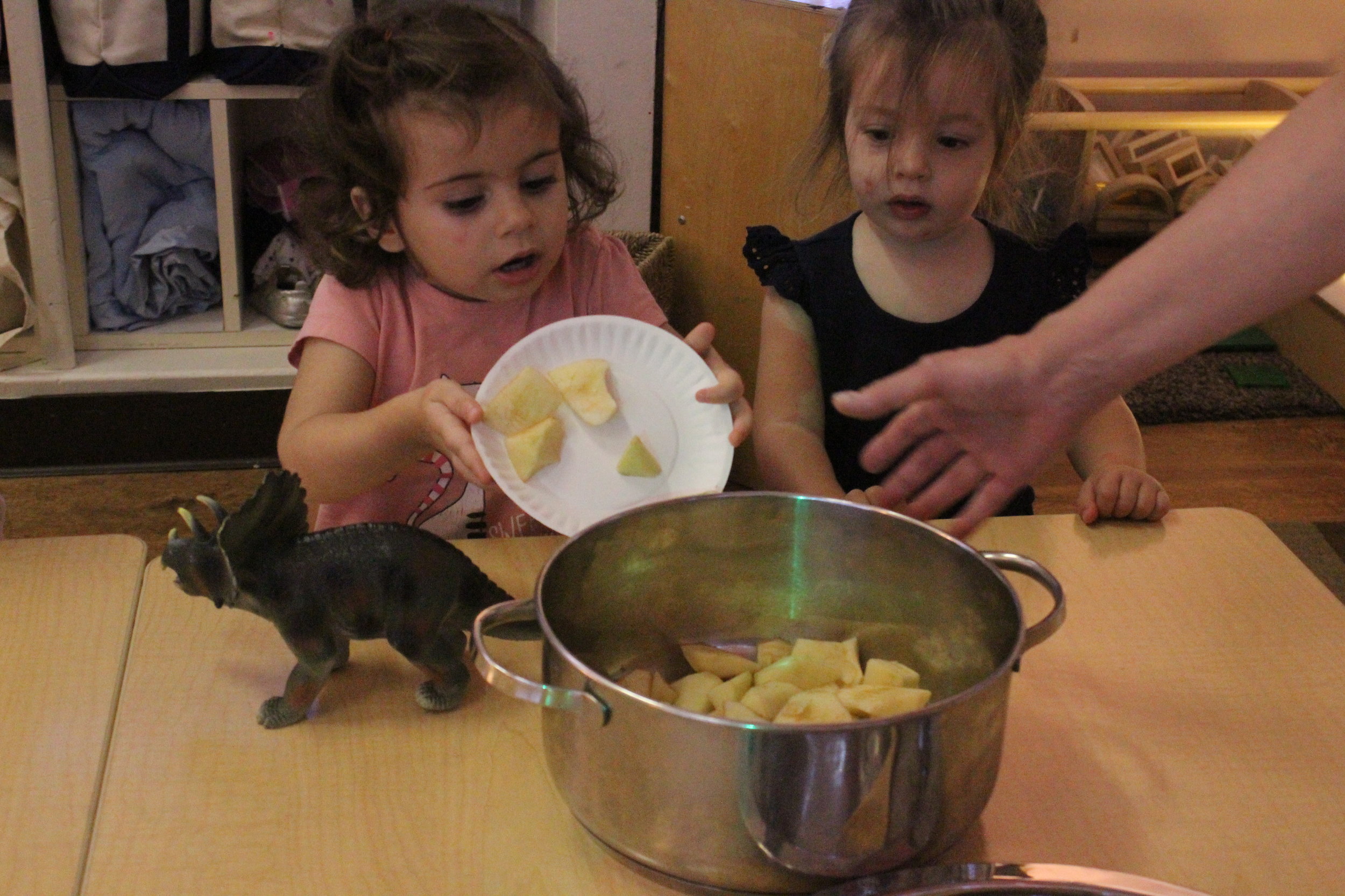  Cooking is a great way to encourage children to work alongside one another and share. As of late we've really begun seeing a shift in the children from working alongside of each other to working cooperatively with one another - this ranges from the 