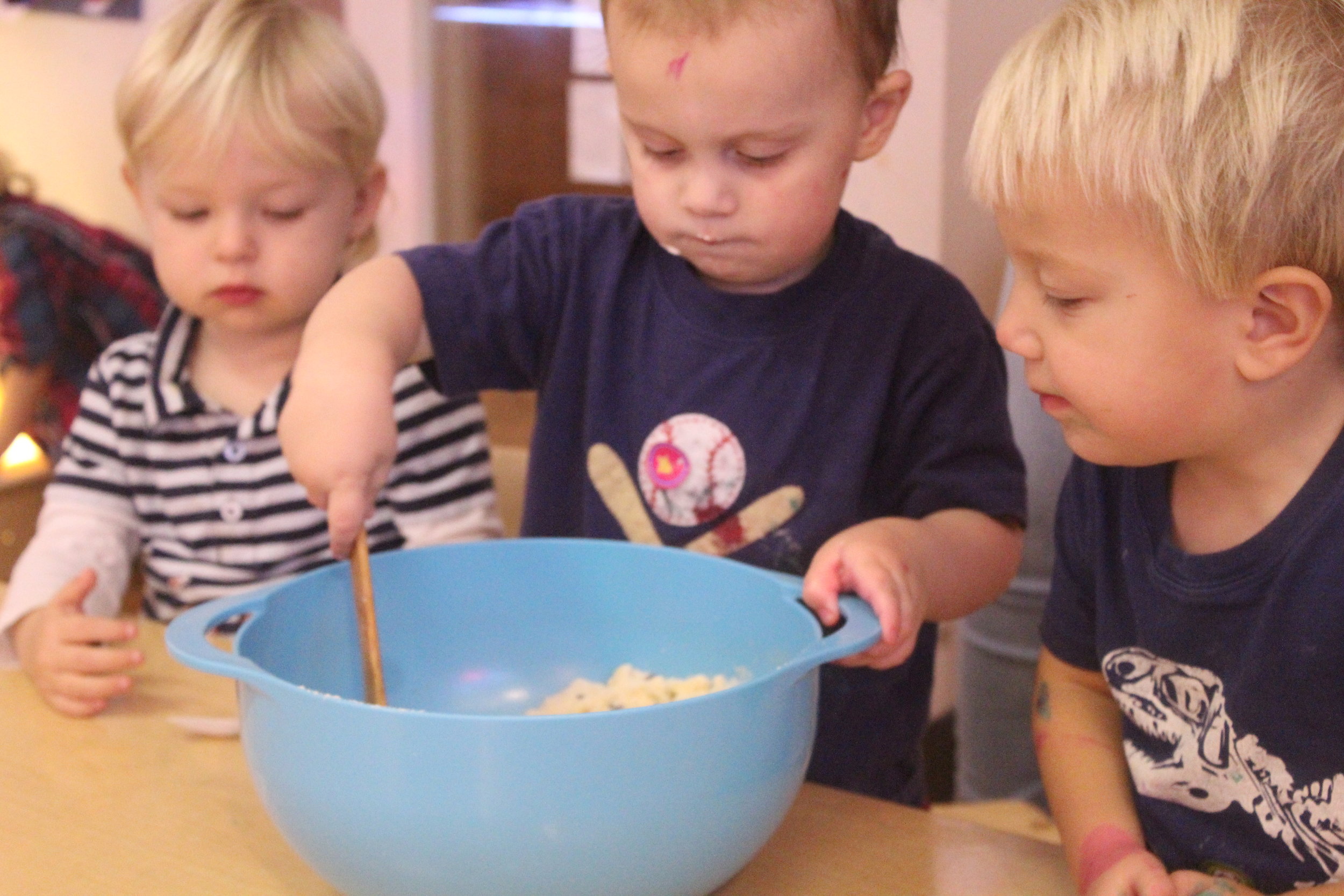  This week we baked cream cheese chocolate chip cookies! It may be why we've been hearing a lot of cookie talk in the dramatic play area... 