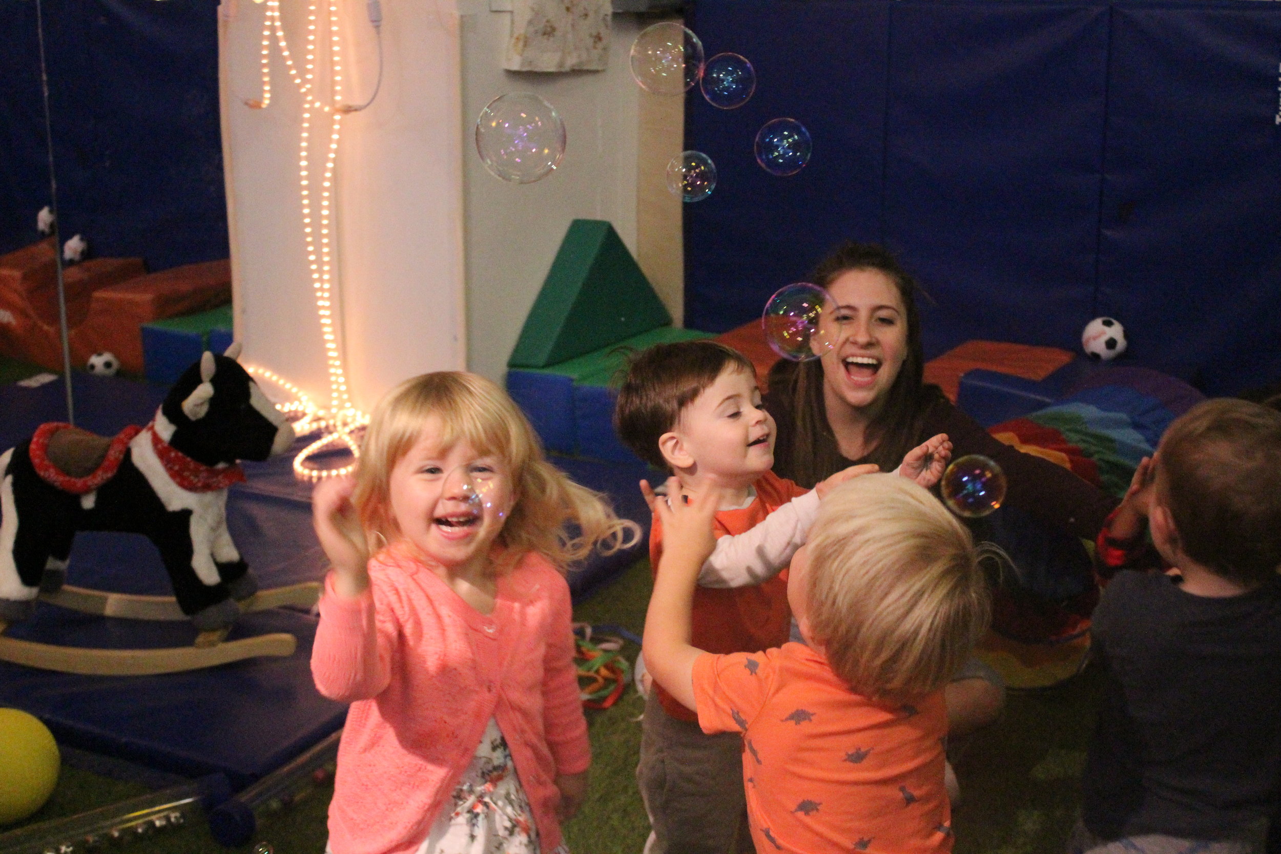  The 2A class has taken a keen interest in bubbles from science experiments, to giving their baby dolls bubble baths, to the bubbles their teachers blow for them in the gym. These fun concoctions always inspire the most joy!&nbsp; 