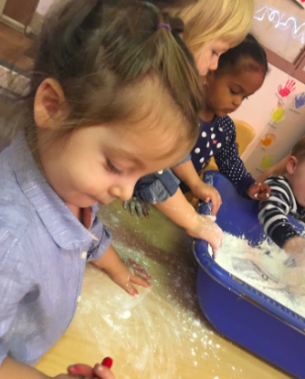  Katerina also very much enjoyed science and exploring the corn starch but gave a very firm "no" when asked if she wanted to explore the slime. 