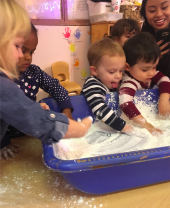  Science - this week we explored corn starch and dish soap. The children really seemed to enjoy getting into this concoction that they created.&nbsp;  "So slimy"  "More!"  "Yeahhhhh!" 