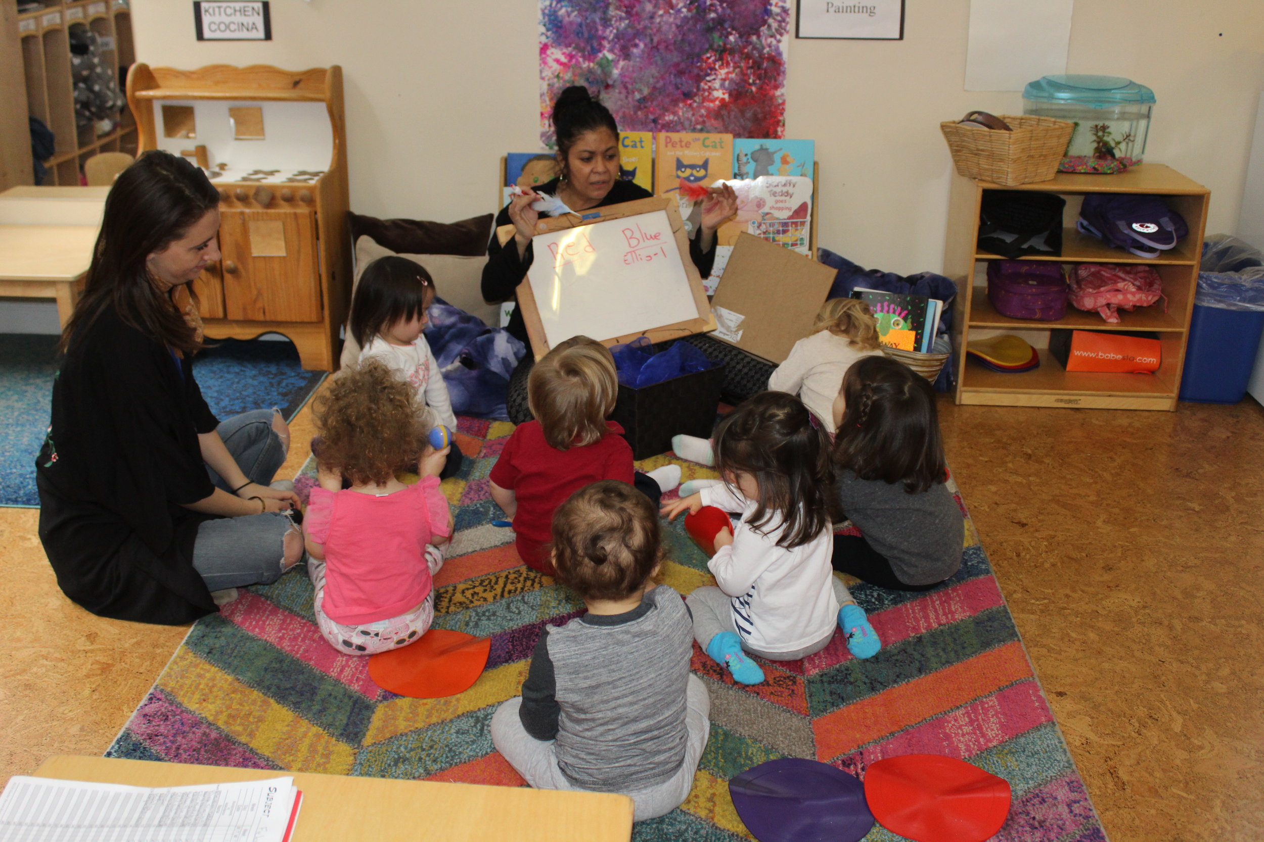  A box was brought in for the children to paint.&nbsp; The teacher asked the children, "What color should we paint the box?"&nbsp;the children articulated the color red and blue.&nbsp; Therefore, we had a vote to which color the box was going to be.&