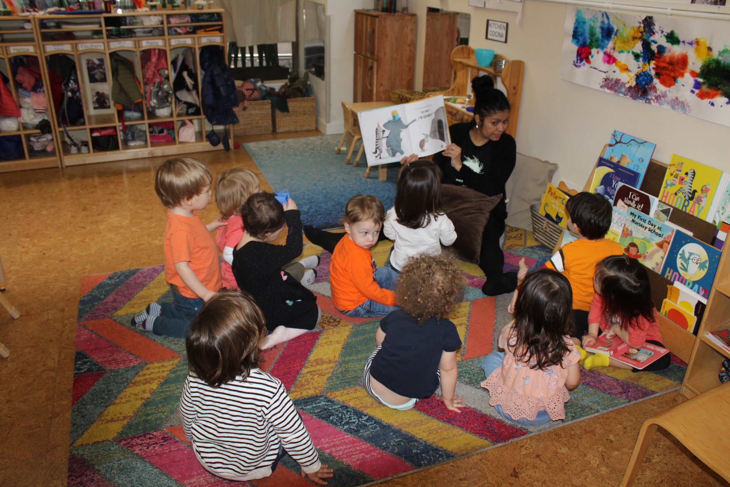  We have read to the children, Hooray for Hats!, many times.&nbsp; Each time they appear excited to hear the story.&nbsp;They are articulating what animal comes next before the teacher turns the page.&nbsp; 