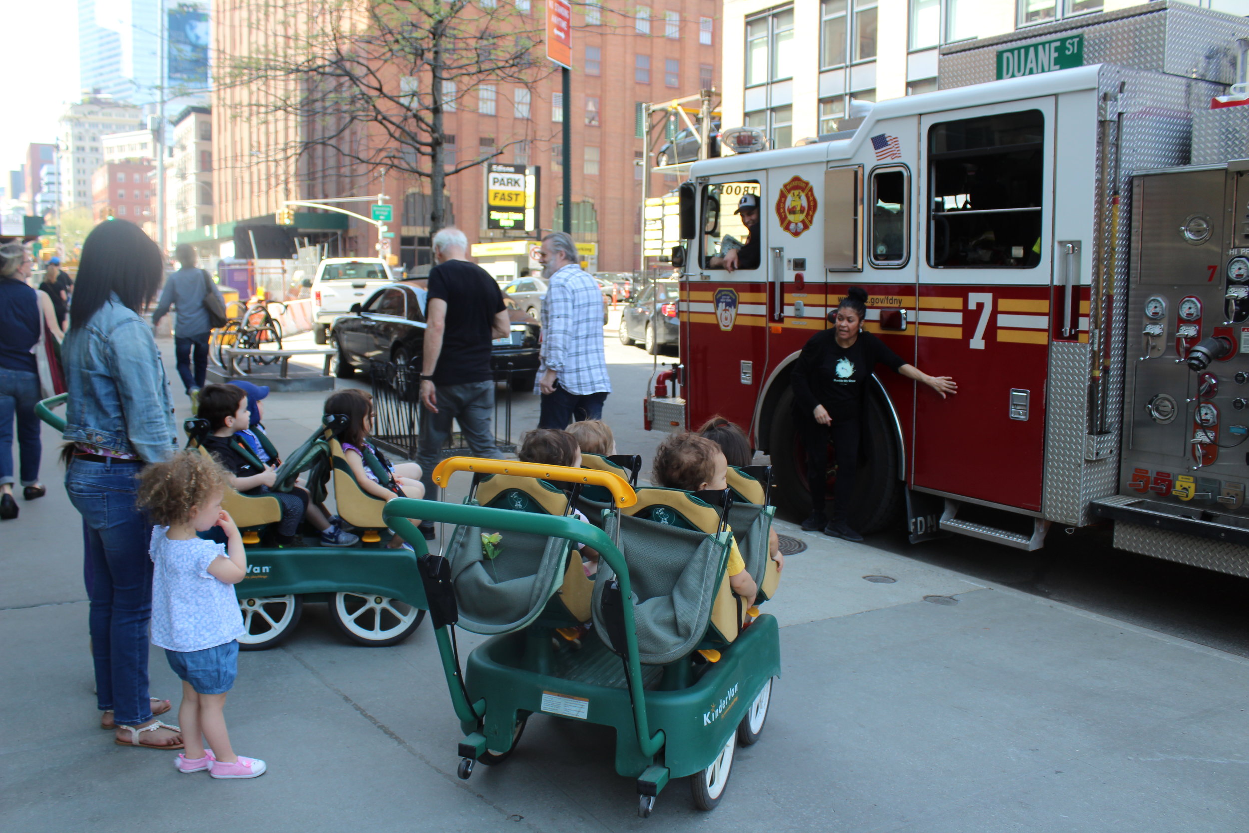  Today we went for a neighborhood walk. Mario said, “Hello!” to every person he saw and they all pointed and articulated, firetruck. We said hello, to the friendly firefighter and we talked about the colors and the number the firetruck had. The child