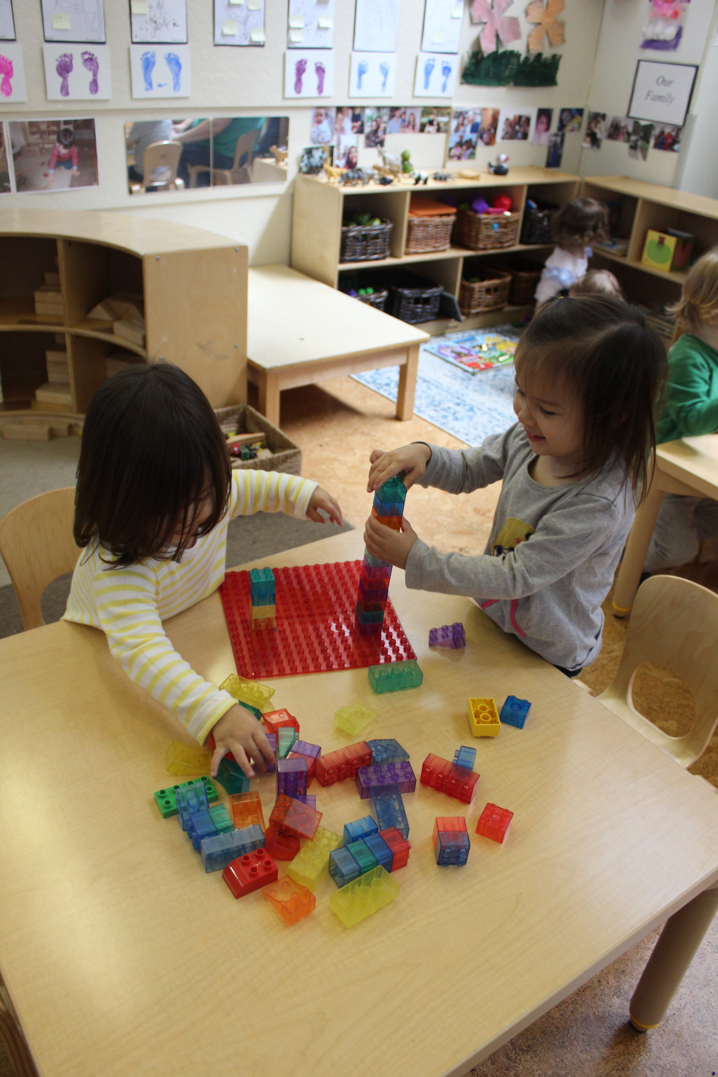  Lego Block promotes color recognition, counting, one to one correspondence, and fine motor skills.&nbsp; &nbsp;Creativity and imagination also develop as children engage in connecting and building. &nbsp;&nbsp; As young toddlers play, they build the