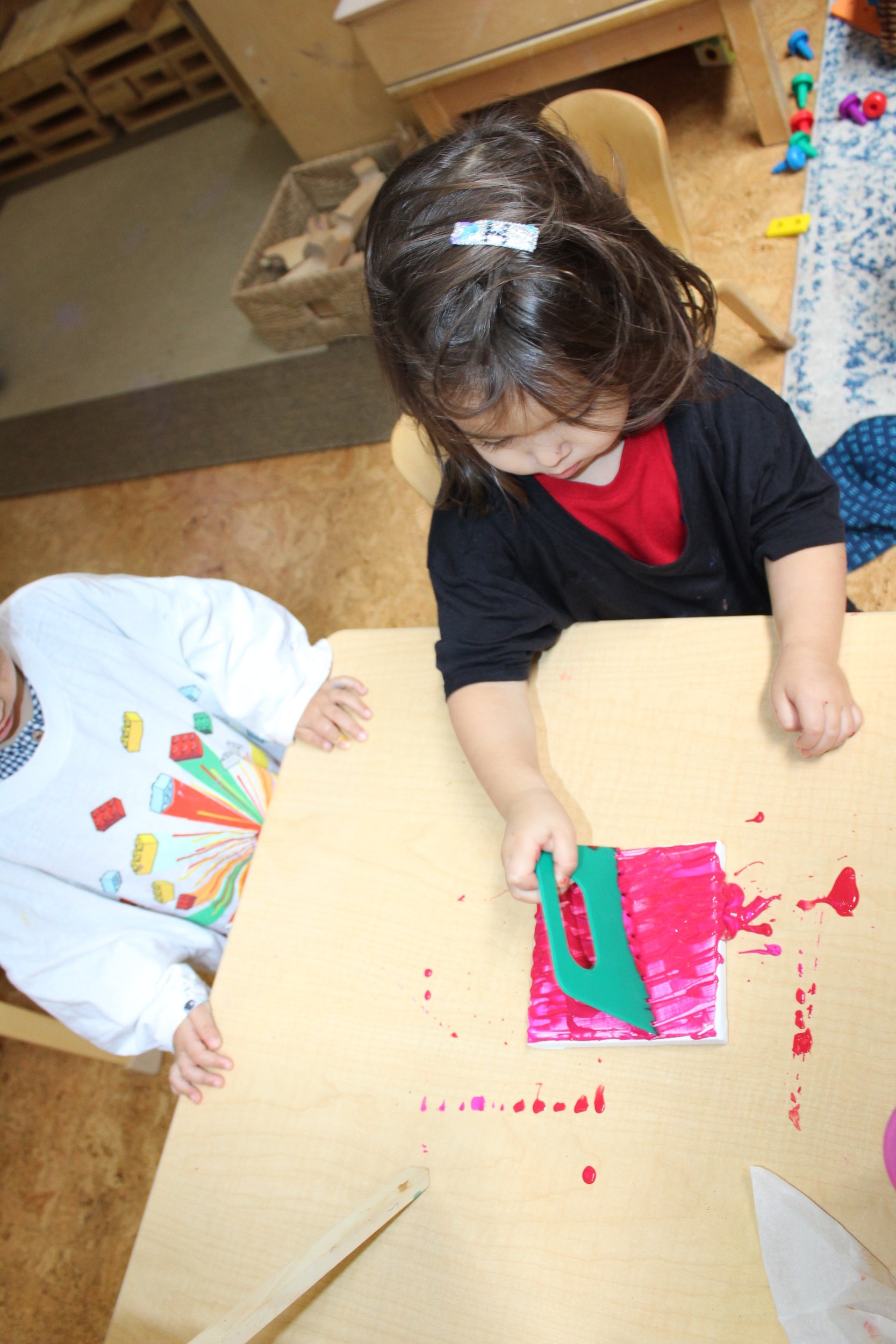 The children used one&nbsp;of the tools that are used for clay or play dough exploration, to create unique patterns on their art pieces.&nbsp;&nbsp;   