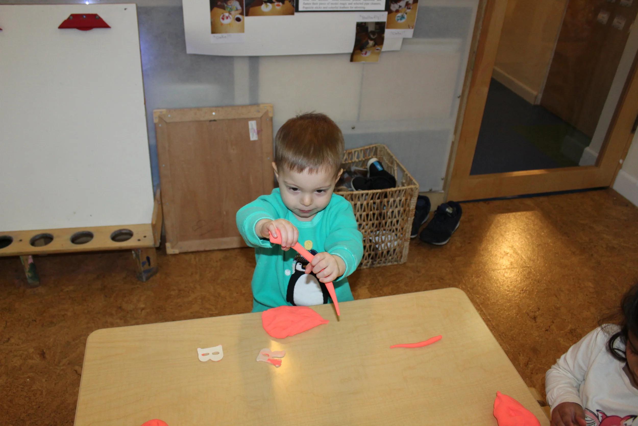  Exploring Colored Clay:  Leo: “I made a worm!” 