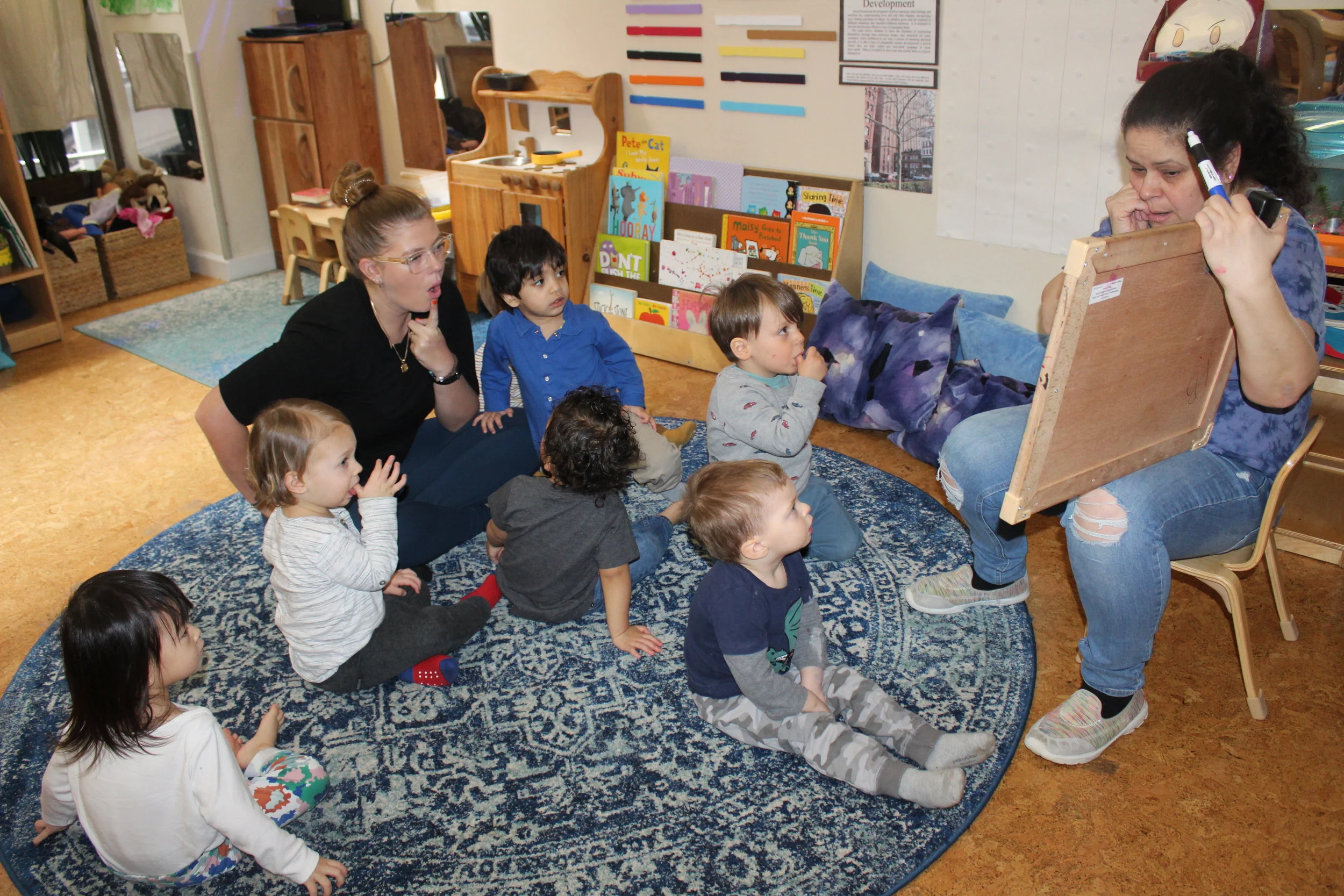 During each circle time,&nbsp;we like to implement something educational, fun and interactive for the children.&nbsp; We also use circle time as a time to reflect on the materials we have learned or are learning.&nbsp; &nbsp;Many of the children are