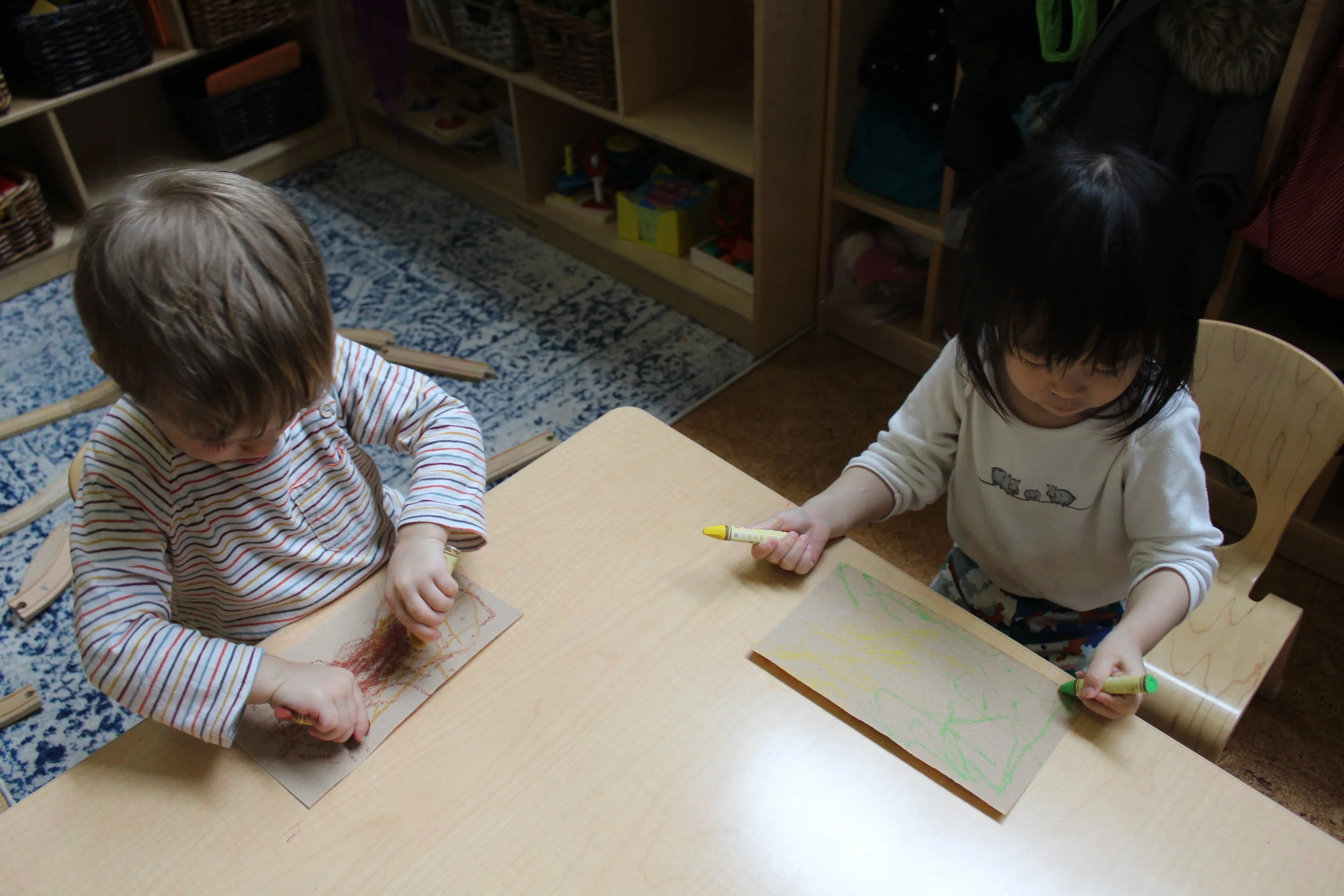  Exploring painting and drawing with sandpaper. 