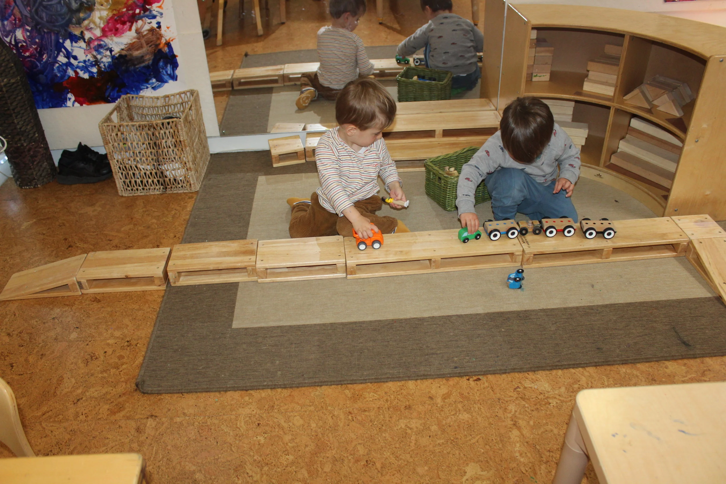  We all participated in making a road for cars and walking on using the hollow blocks! 