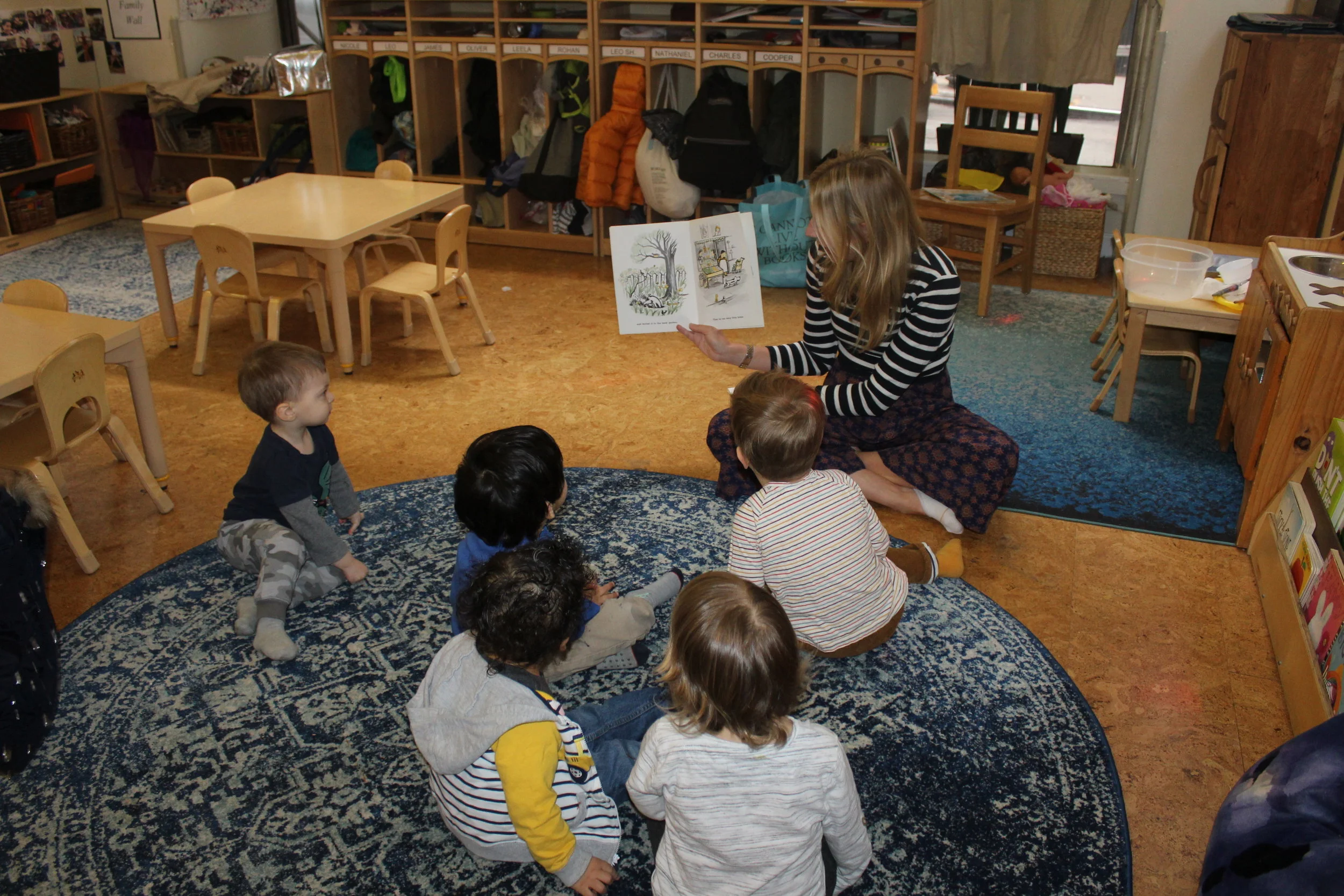  Leo’s mom, Flora read to the children, Harry the Dirty Dog.&nbsp; They all seemed interested as she read the pages.   