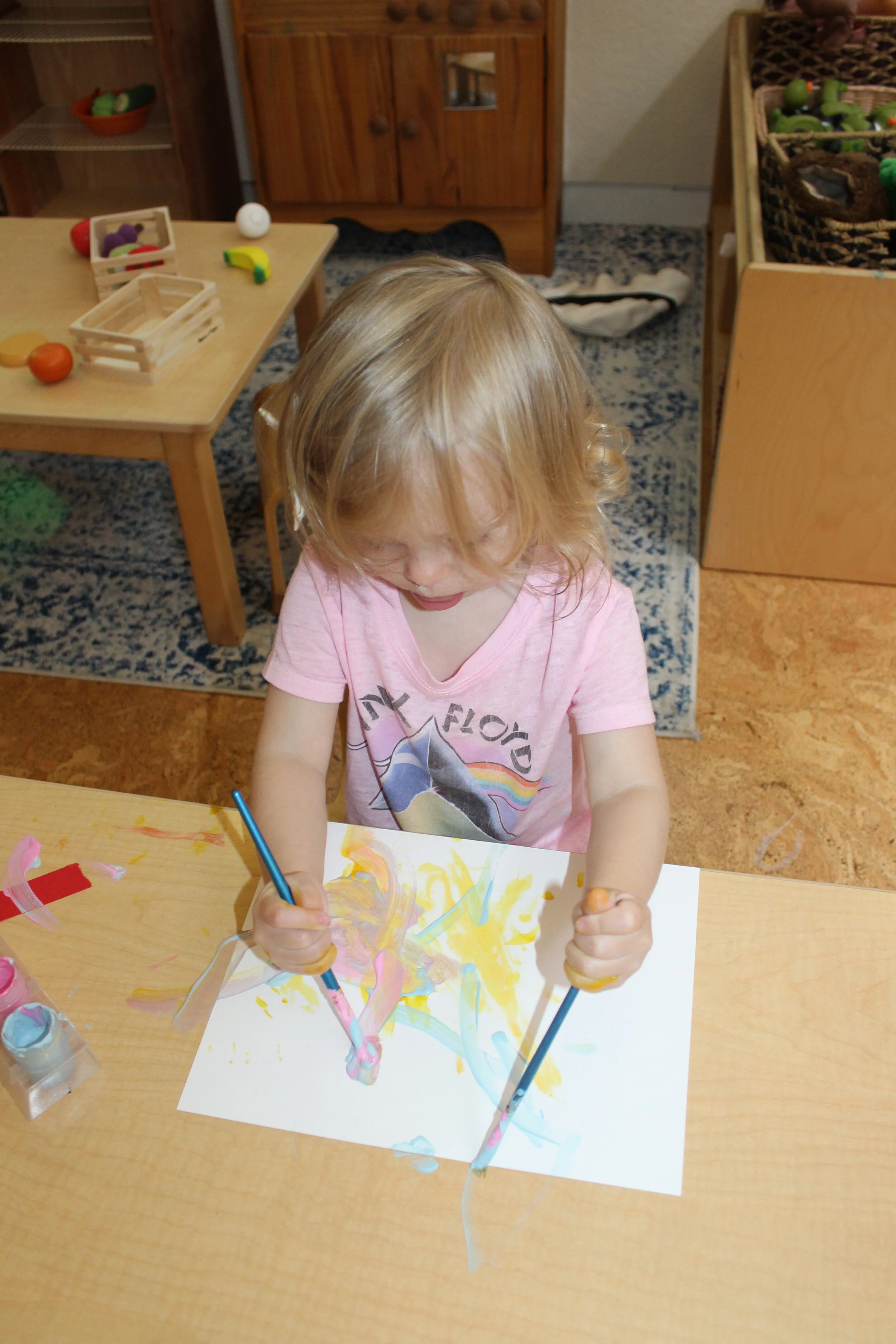  Painting not only helps their creative development, but it also stimulates their brain. Stimulating children's brain can also help other areas of their development. Most children enjoy a good messy painting experience; this will allow them to expres