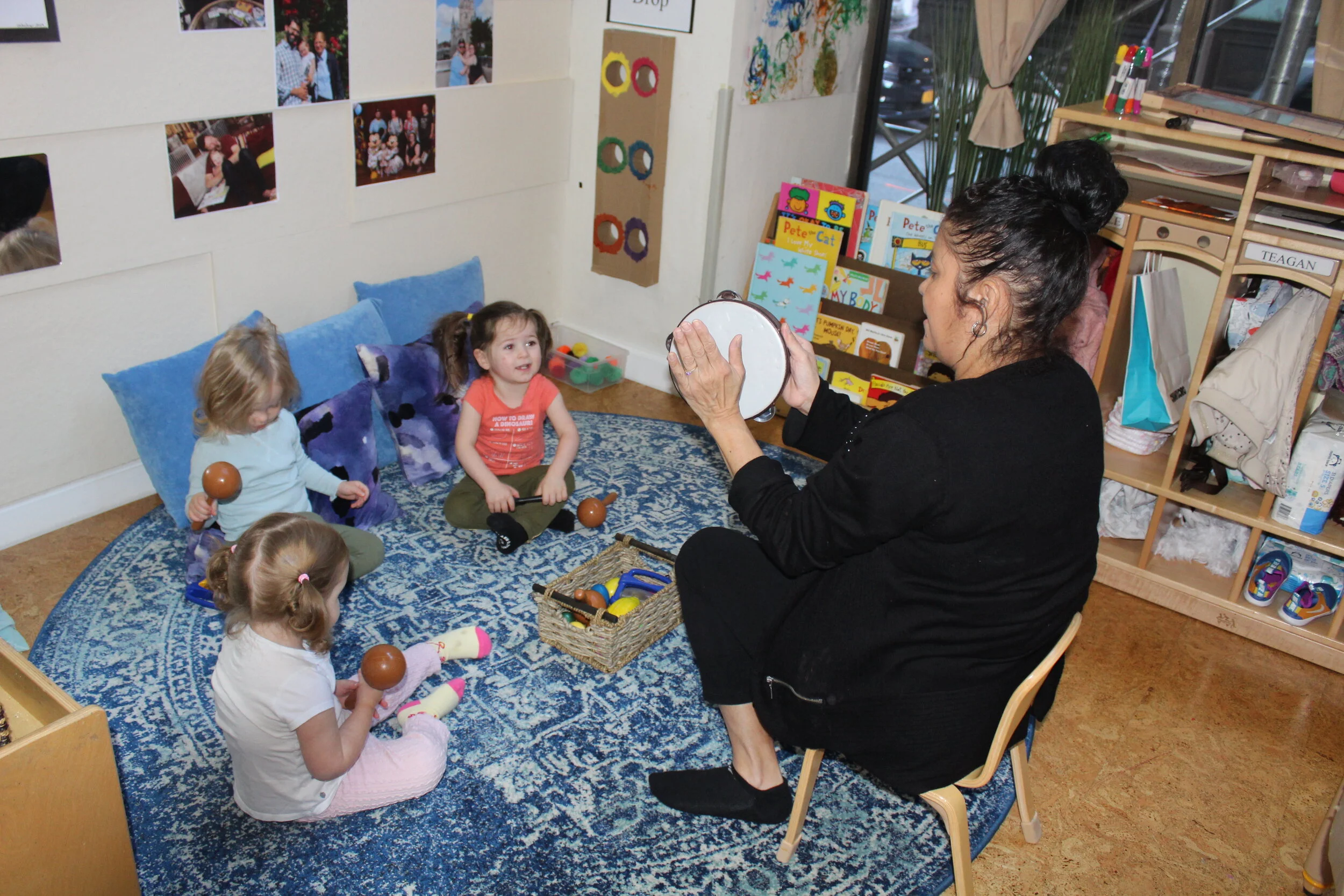  During circle time, we sang songs and played musical instruments. We asked the children to think of a song that they would like all of us to sing. They all articulated or took the initiative to start the song for us. It is crucial to have the childr