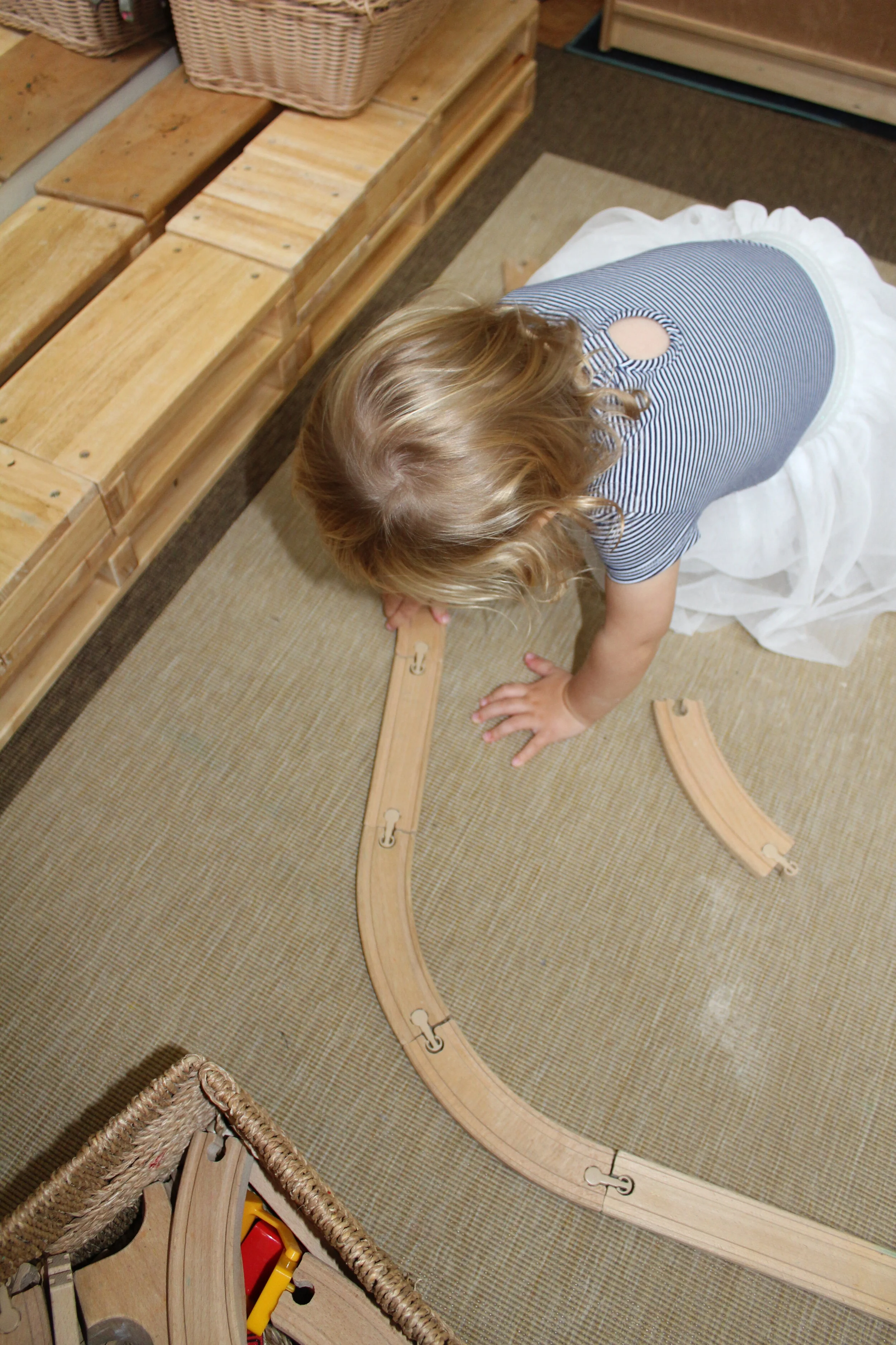  Each train track stimulates Alexandra's imagination and creativity and helps facilitate optimum growth and development. Trains give children a chance to experience many forms of play. For example, children can engage in pretend play as they reenact 