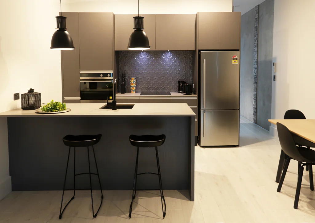 Industrial style apartment kitchen